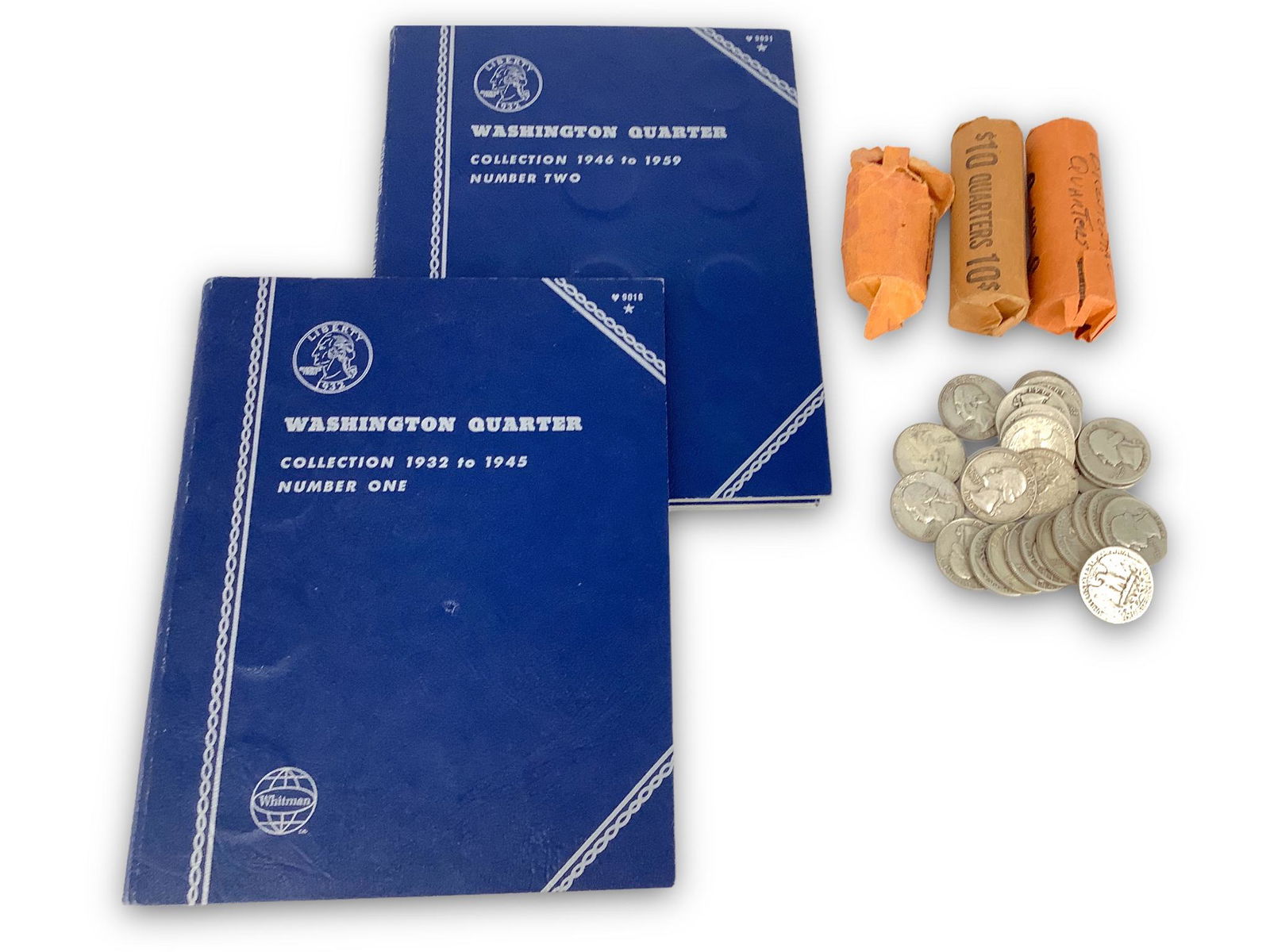 Two U.S. Quarter Albums + Three Rolls of Quarters (1 of 7)