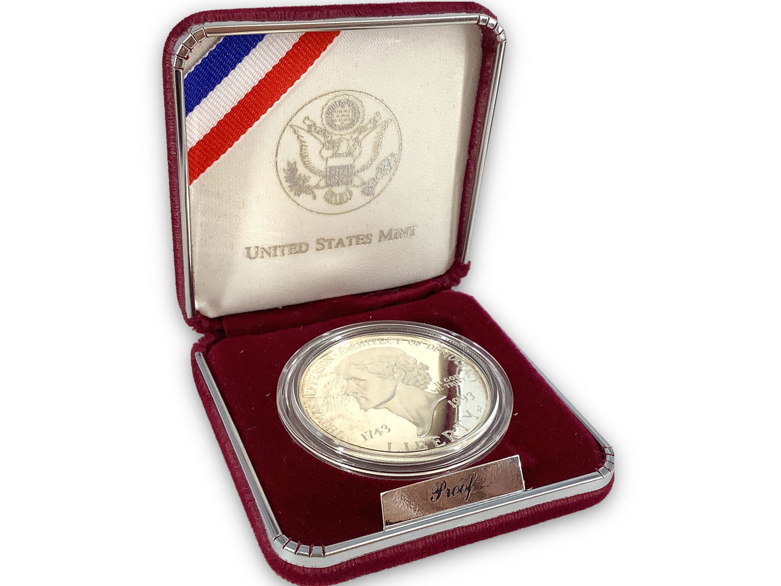 Thomas Jefferson 250th Anniversary Commemorative Silver Dollar Proof Coin (1 of 5)