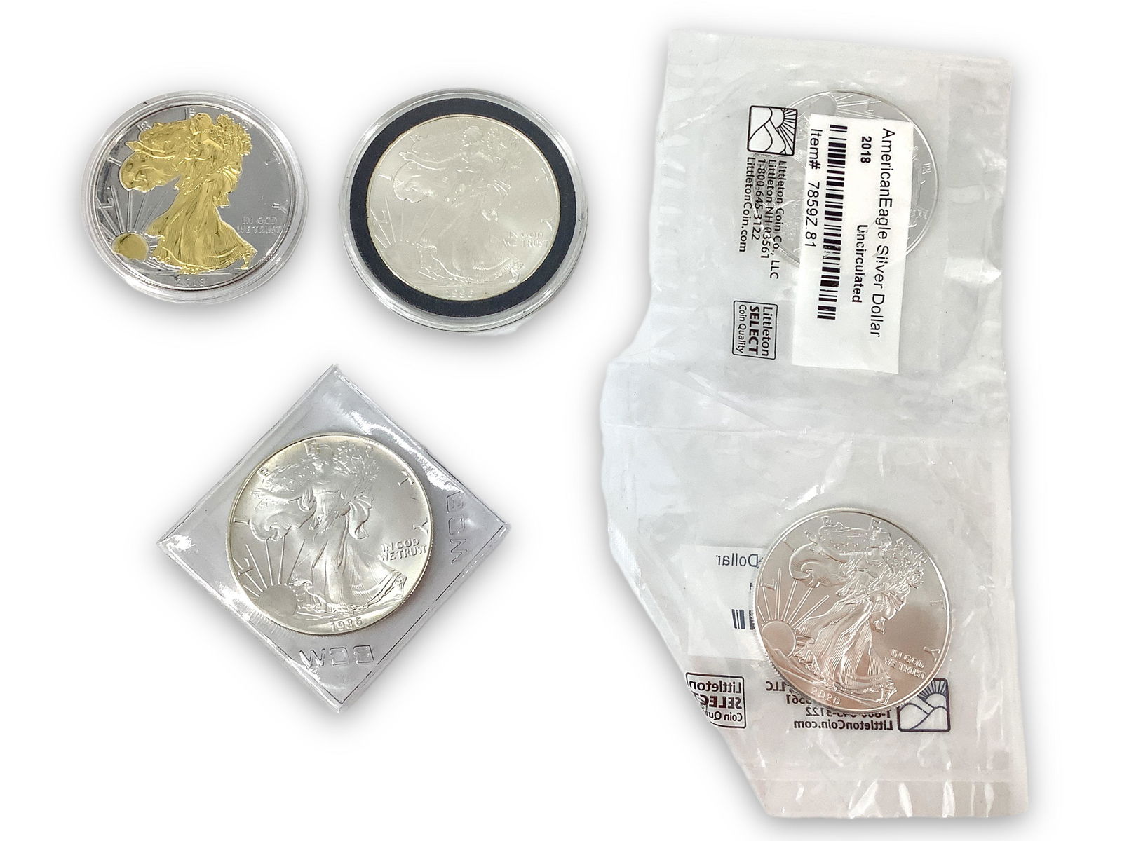 Five U.S. Silver Eagle Dollar Coins (1 of 3)