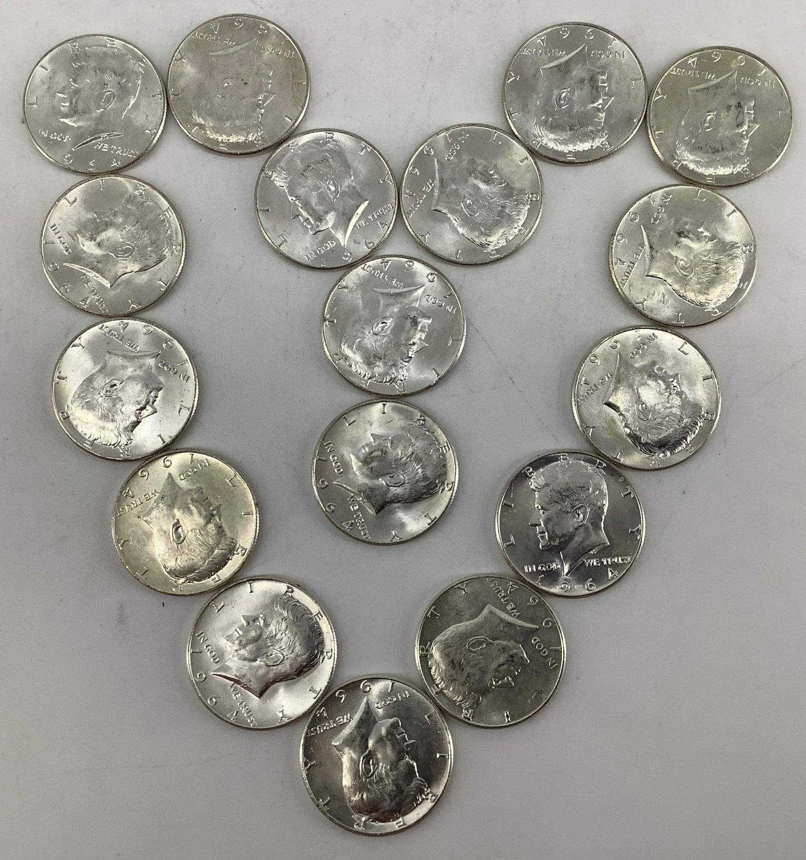 17 1964 Kennedy U.S. Silver Half Dollar Coins (1 of 2)