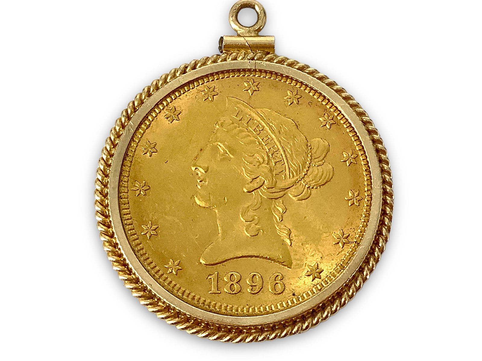 1896-P Ten Dollar Gold Eagle Coin in Pendant (1 of 2)