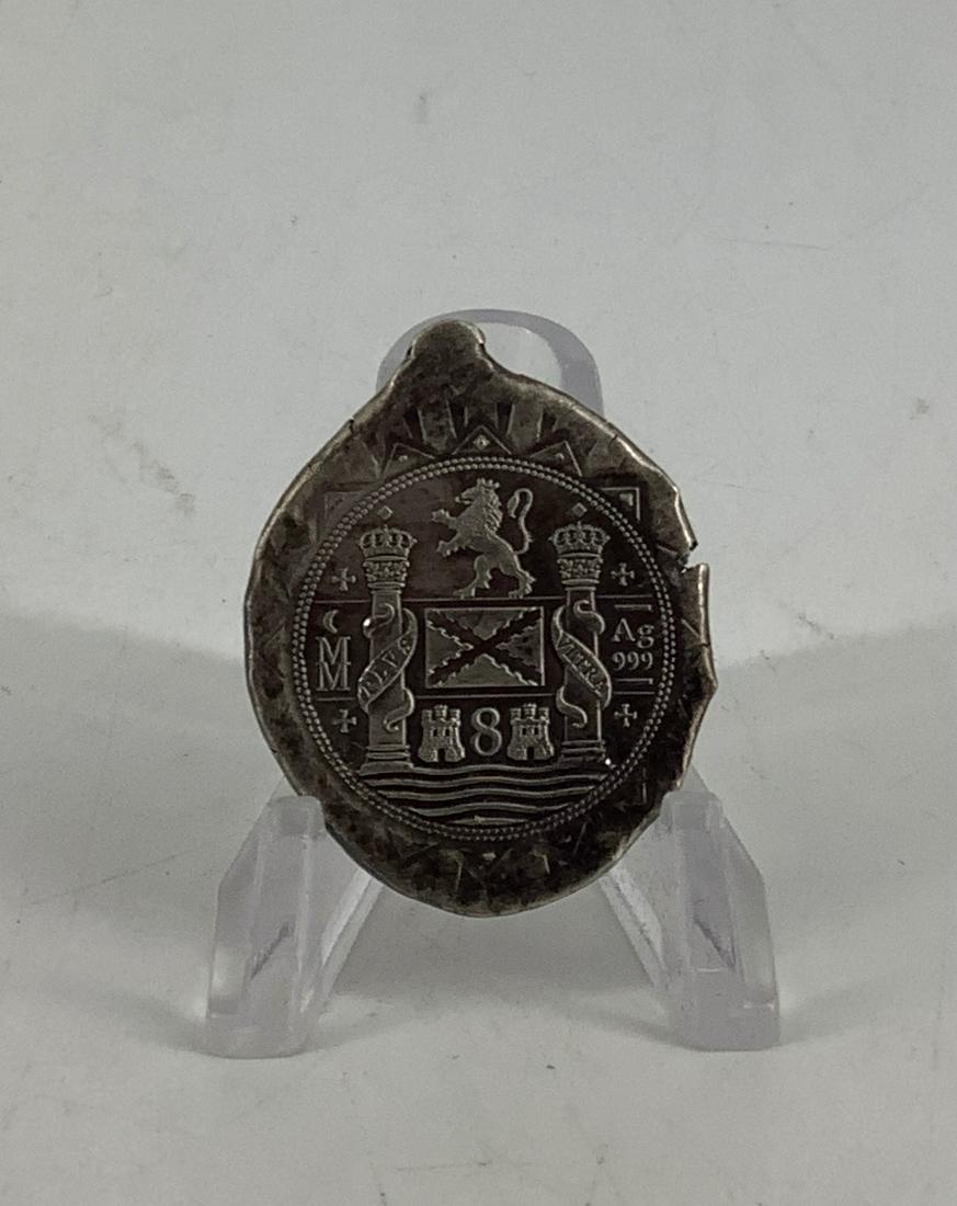 Reproduction 1715 Spanish Flotilla Silver Crown Cob: Reproduction 1715 Spanish Flotilla Silver Crown Cob 999 fine silver, 300th anniversary commemorative, 1 oz. total weight. *This lot is tax exempt*