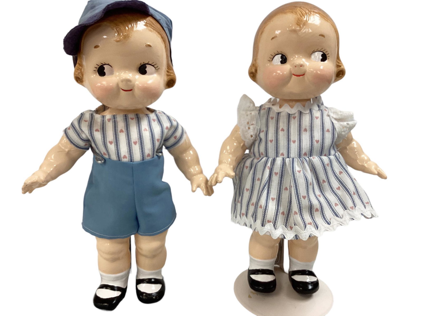 Pair of Horsman Campbell's Kid 12" composition socket head, 5 jointed, painted hair, eyes, eyelashes (1 of 3)