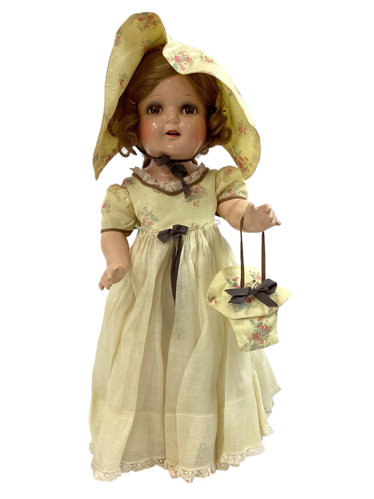 Mid-century composition doll in yellow gown. with original gold shoes (1 of 4)