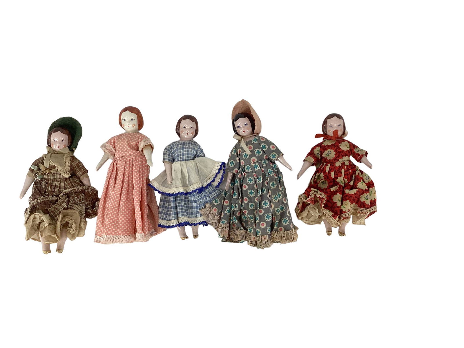 (5) Ruth Gibbs china head dolls ranging in size from 6 3/4"-7". (1 of 2)