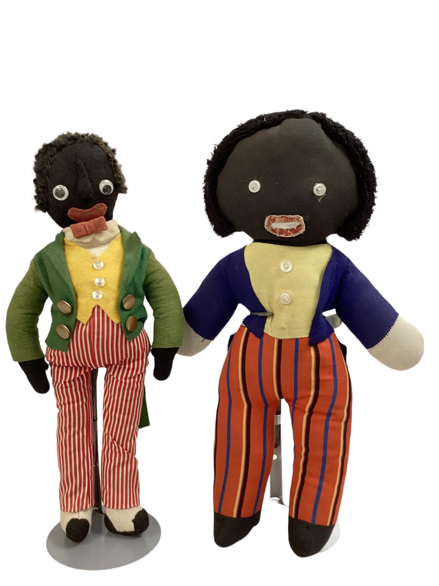 A pair of cloth stuffed dolls 16" & 16 1/2" including one made by Chad Valley Chiltern Hygienic Toys (1 of 2)
