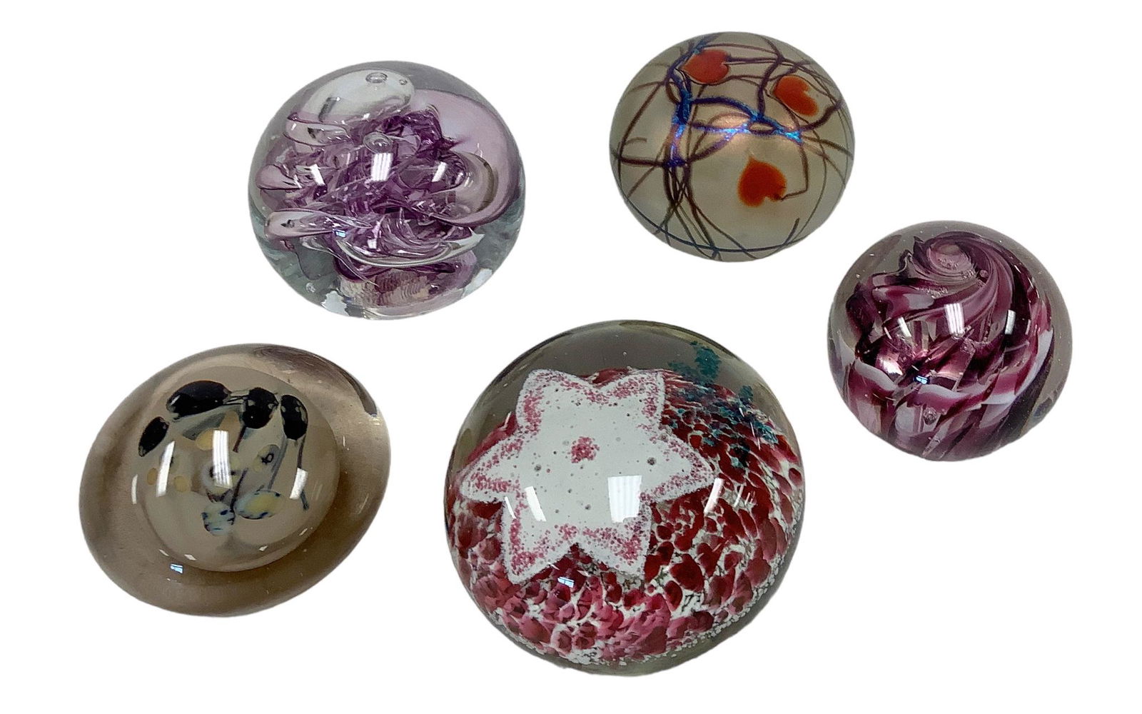 Five Decorative Glass Paperweights (1 of 2)