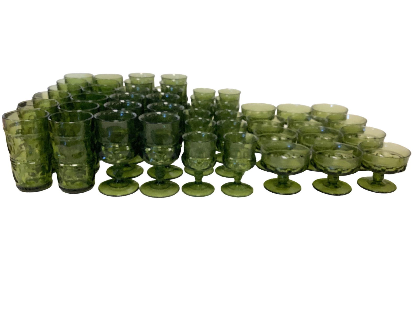Indiana Glass Avocado Green Thumbprint Glassware (1 of 2)