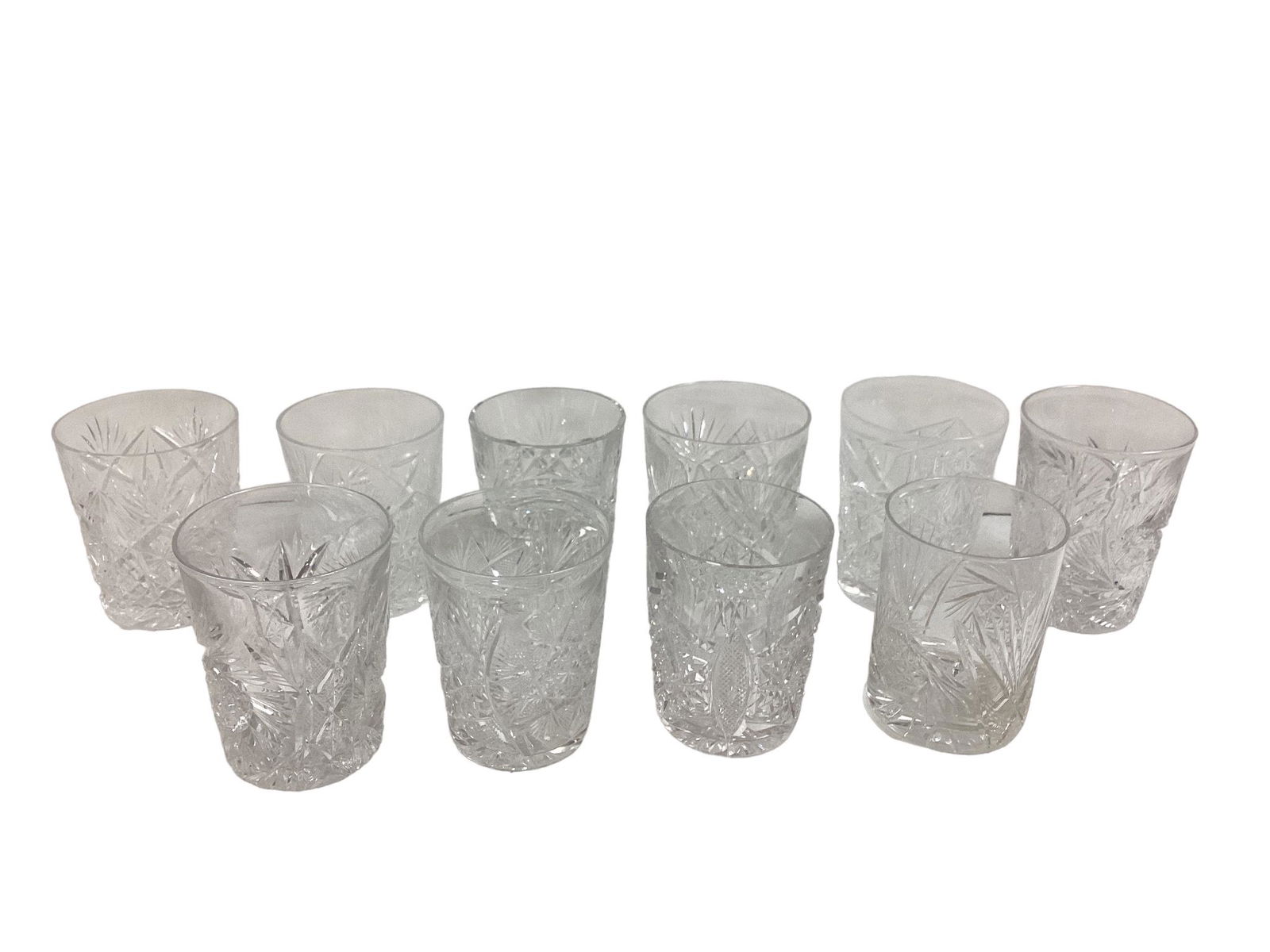 Assortment of (10) Cut Crystal & Glass Whiskey Glasses (1 of 5)