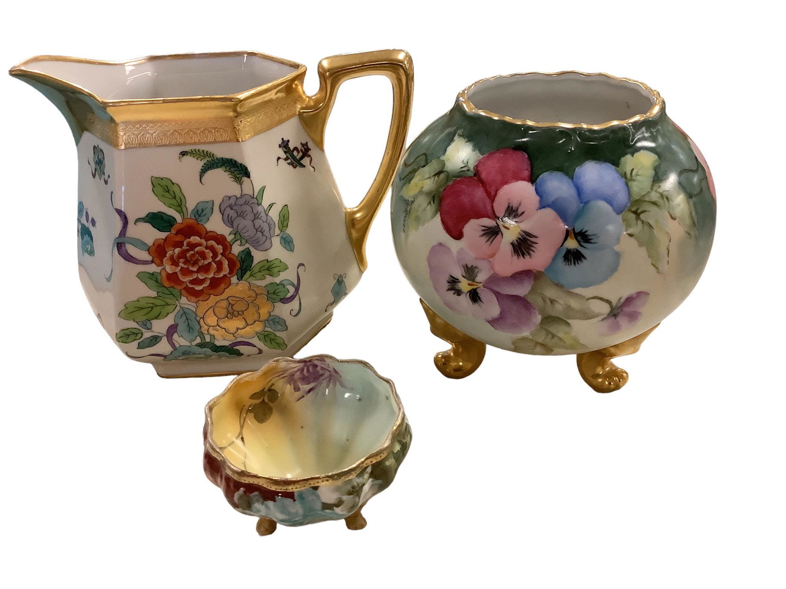 Three (3) Piece Porcelain Floral Items (1 of 2)