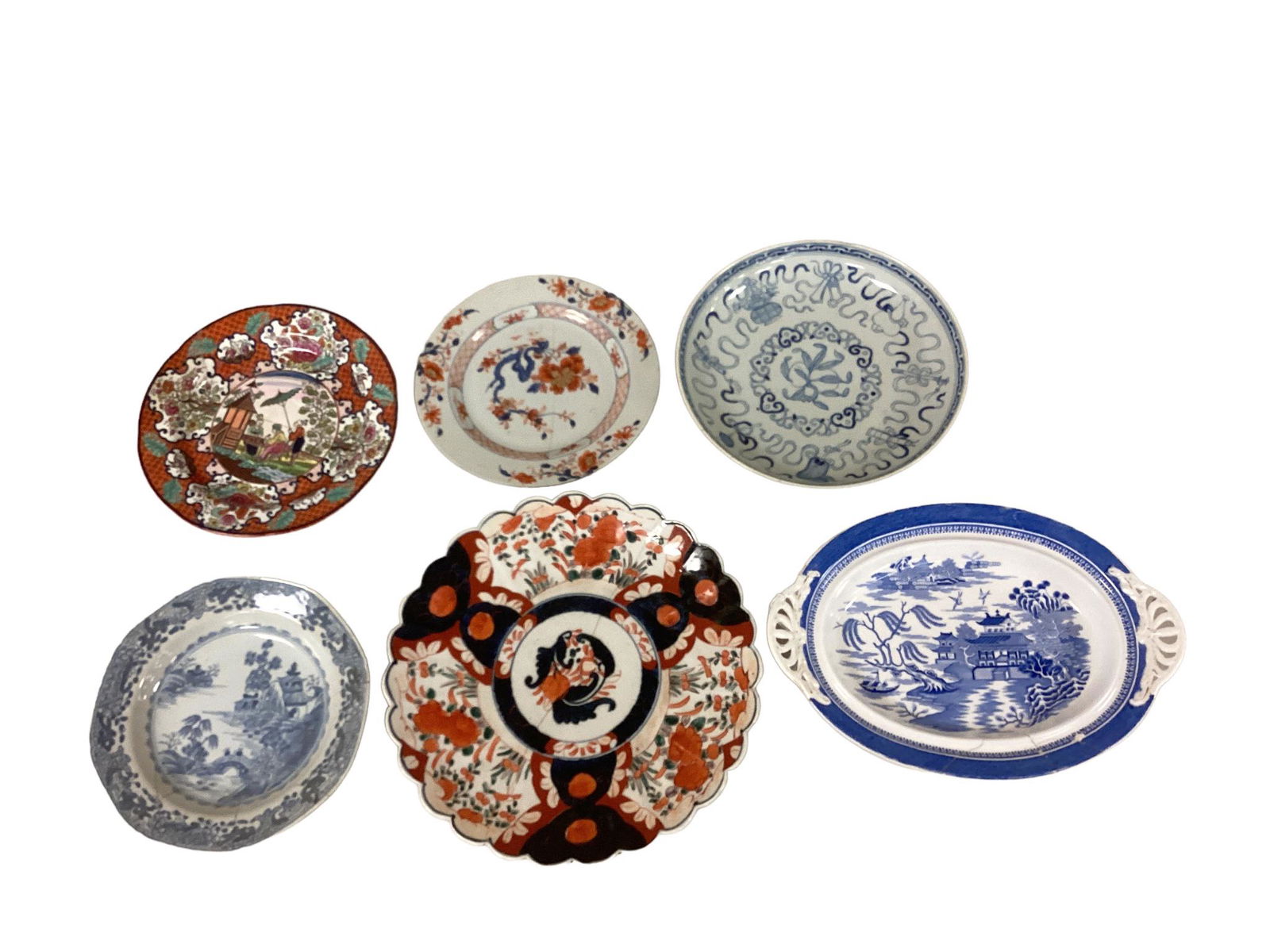 (6) Pieces of REPAIRED Asian Style Plates and Platters (1 of 2)