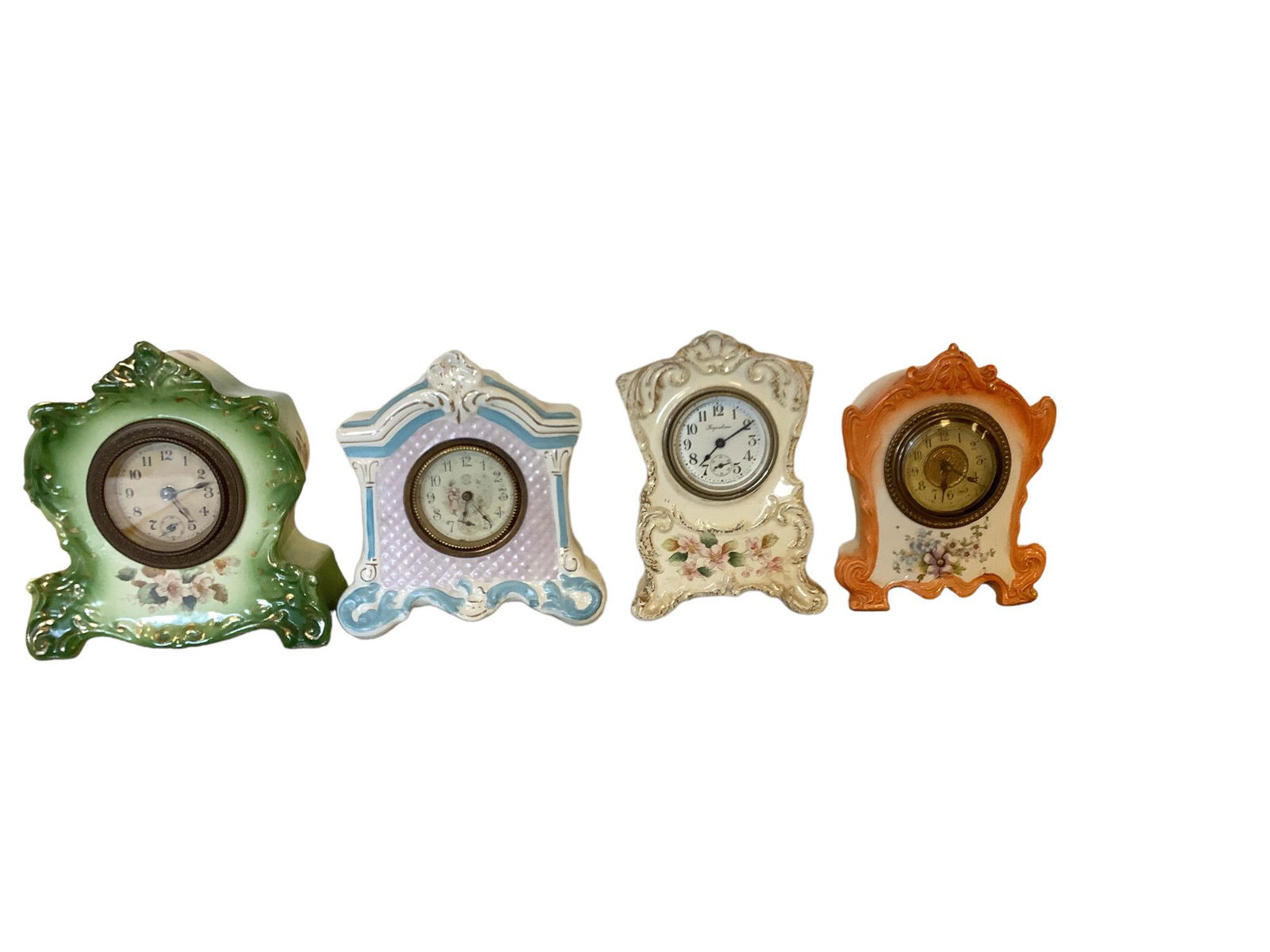 (4) Porcelain Mantel Clocks (1 of 2)