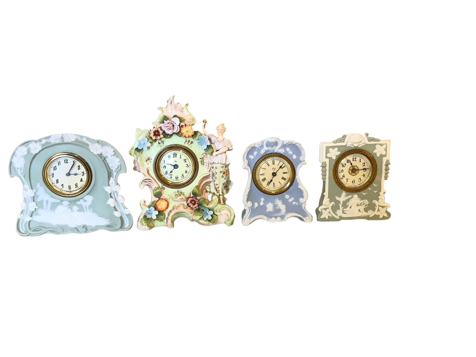 (4) Porcelain Mantel Clocks (1 of 2)