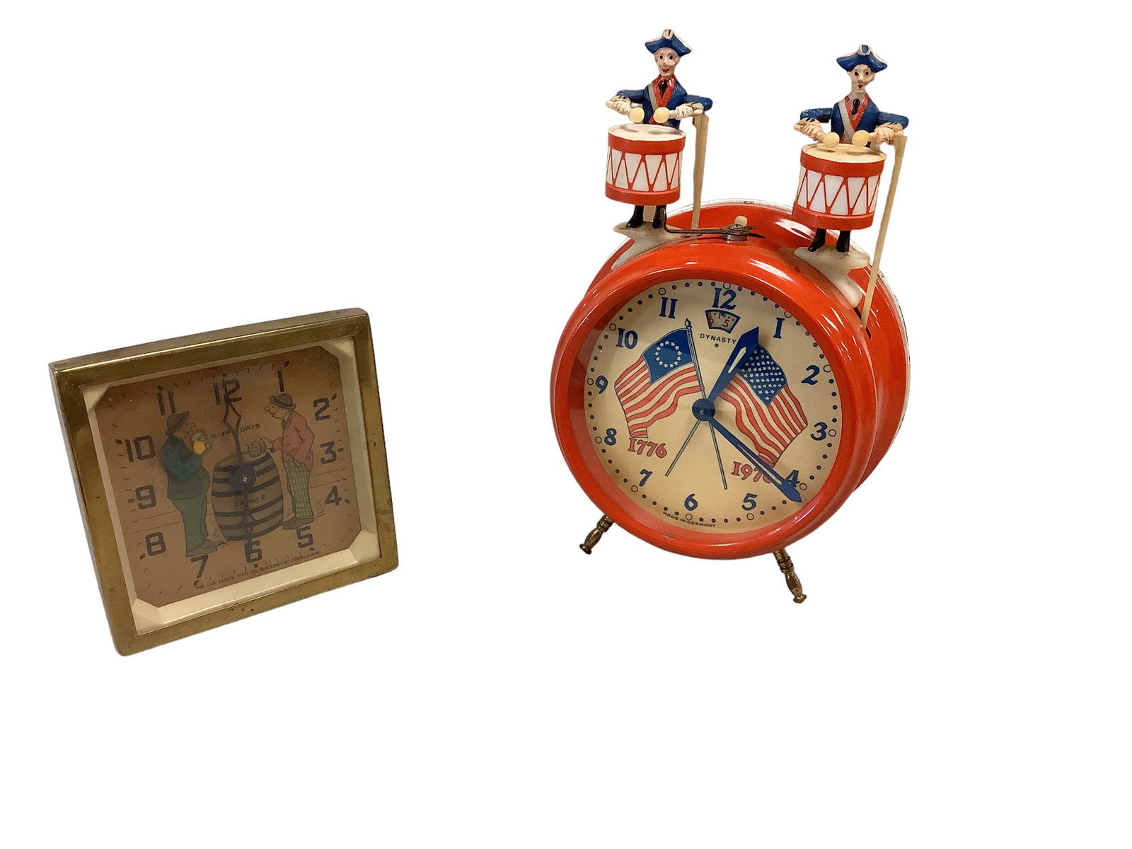 Happy Days Lux Alarm Clock & German-made Two Drummer US Bicentennial Alarm Clock (1 of 1)
