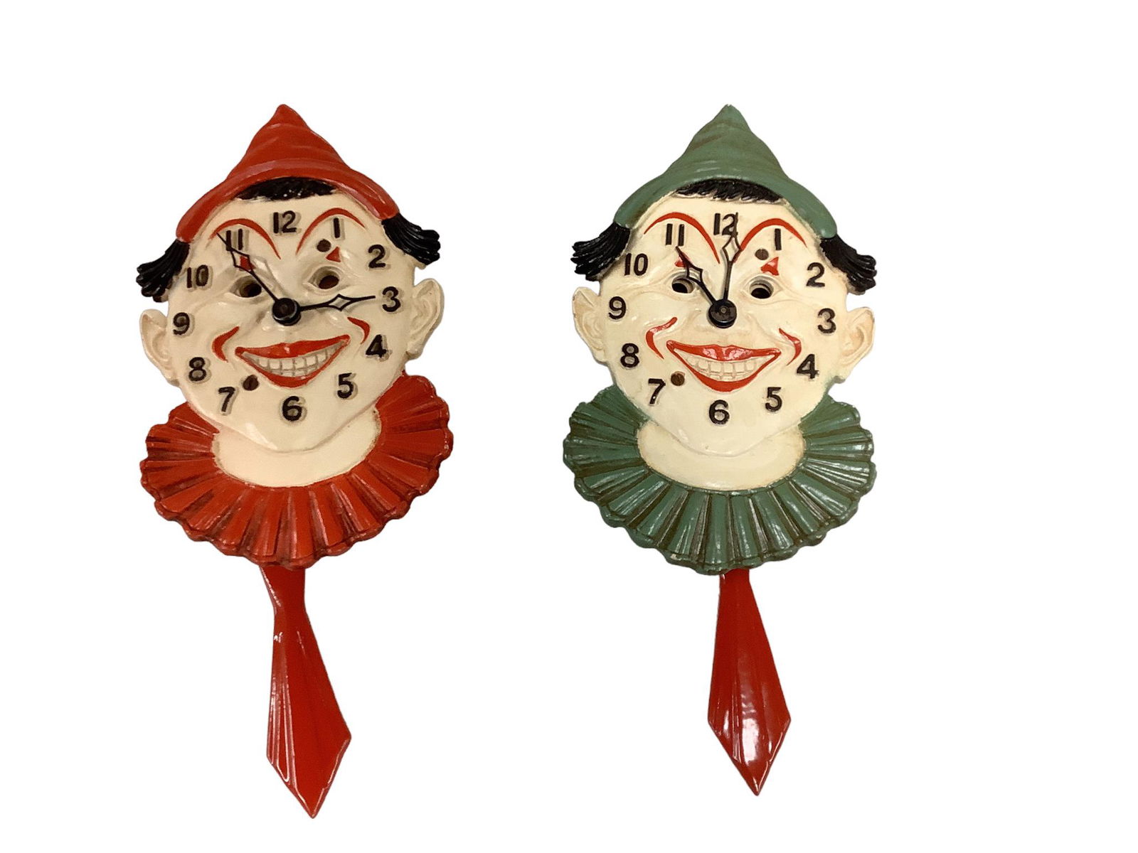 (2) Lux Clown Wall Clocks With Moving Eyes (1 of 2)