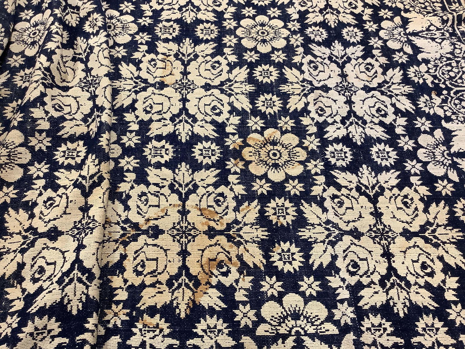 Blue and Cream Vintage Coverlet (1 of 2)