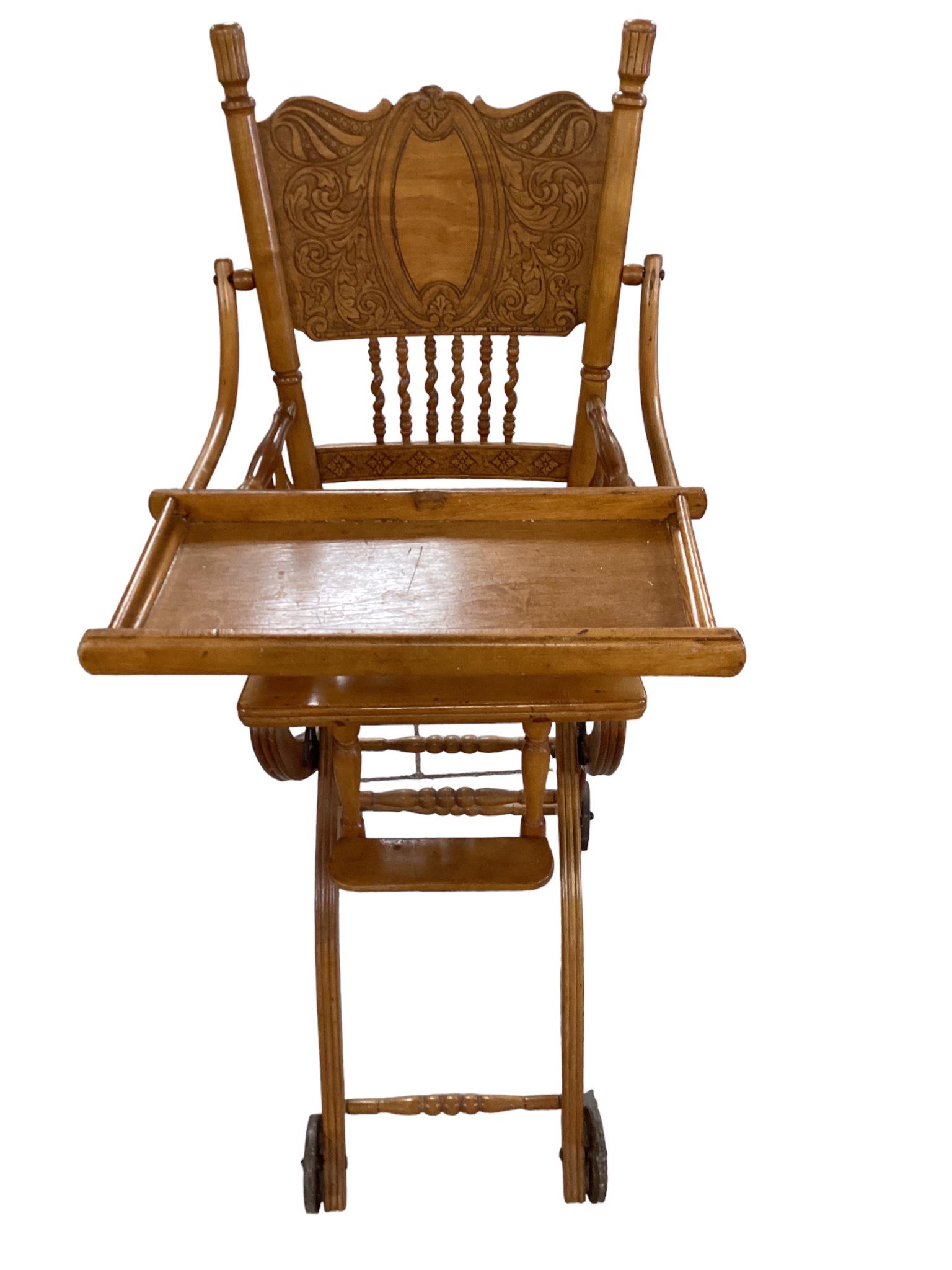 Childís Pressed Back High Chair with Cane Seat & Tray (1 of 2)