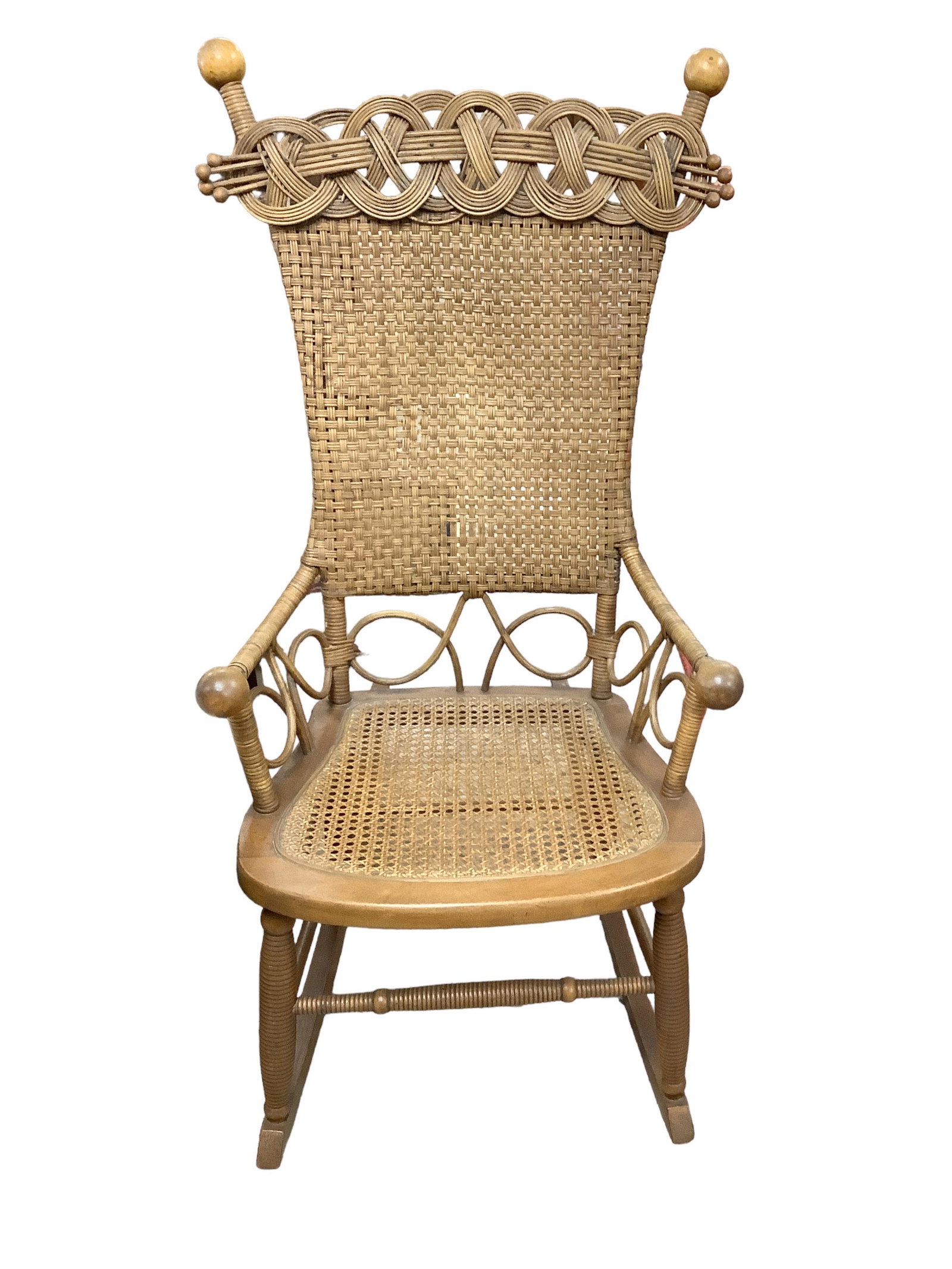 Wicker rocking chair, 40" overall: Wicker rocking chair, 40" overall