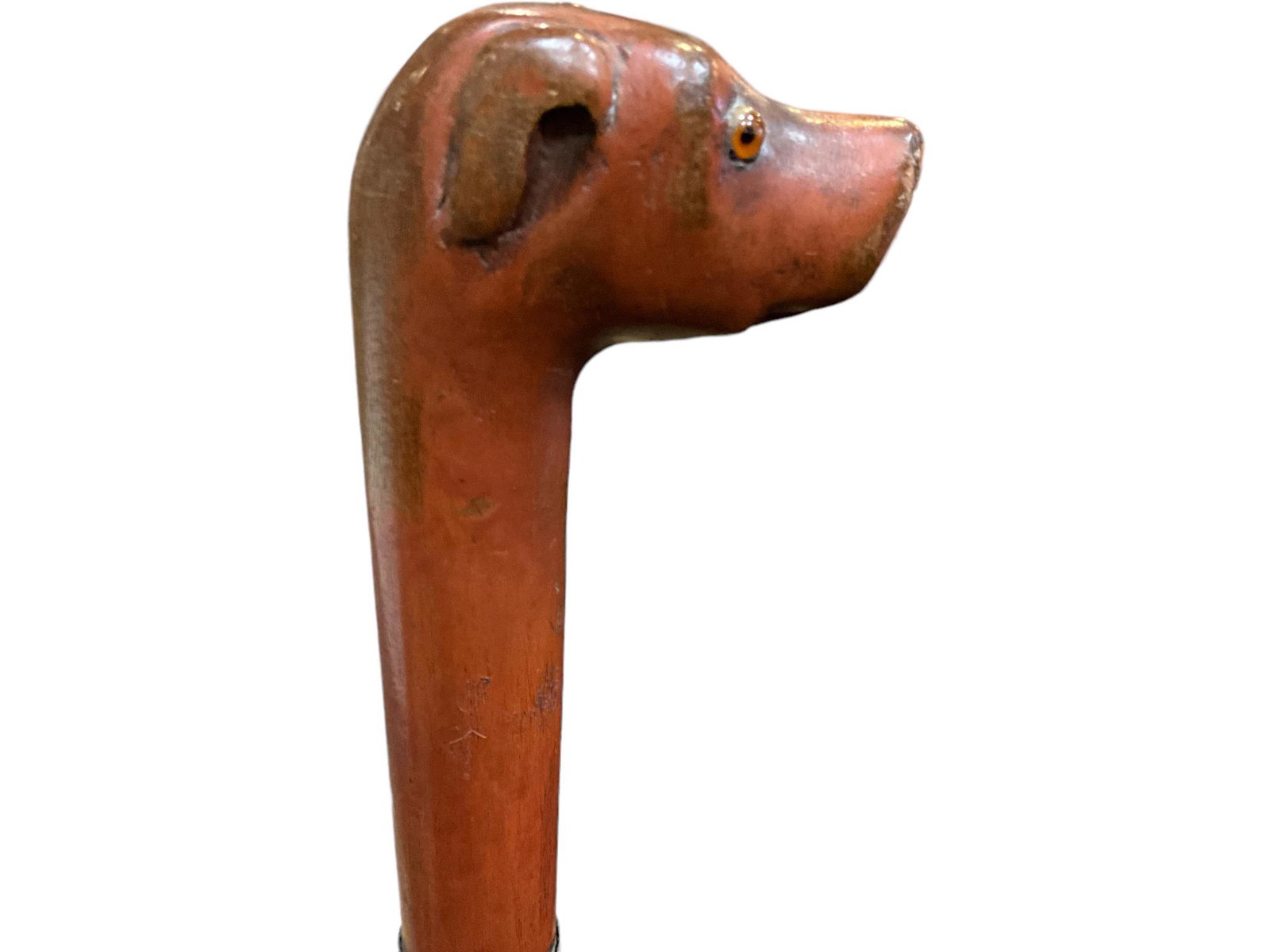 Antique Carved Wooden Folk Art Cane: Antique Carved Wooden Folk Art Cane 36î. The handle is a dogís head.