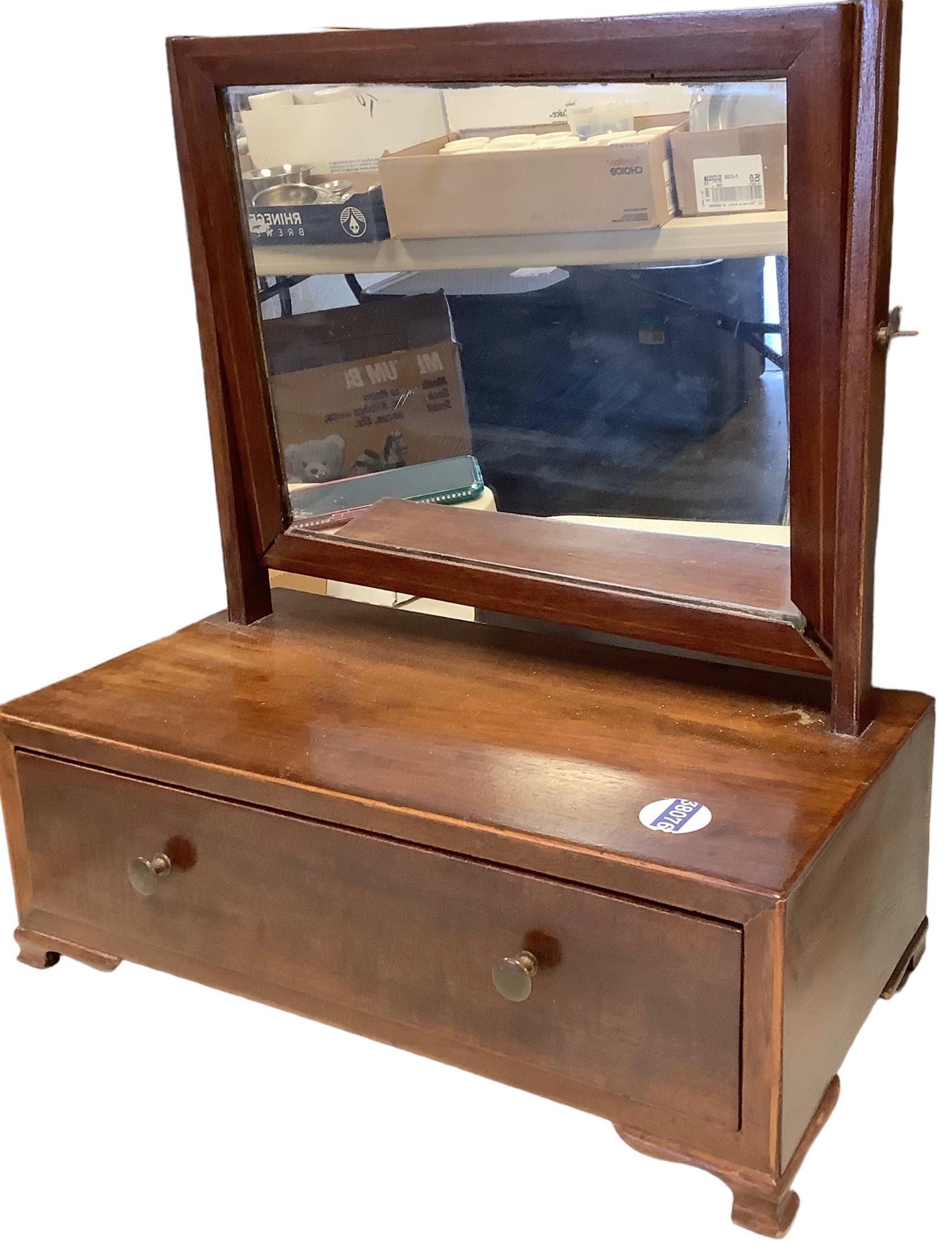 Wood Dressing or Shaving Mirror and Storage Box (1 of 3)