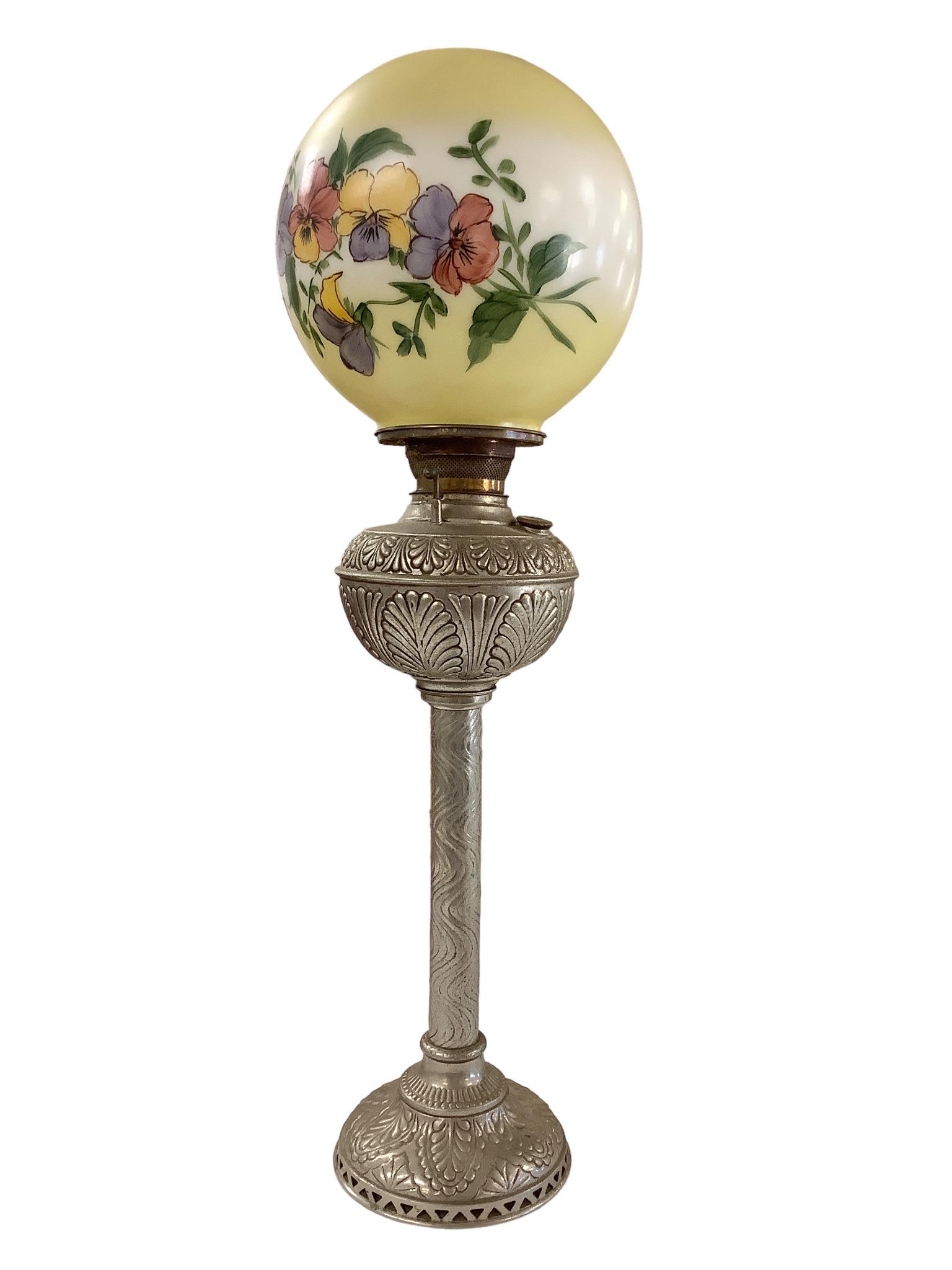 Kerosene Lamp with Decorative Shade (1 of 2)