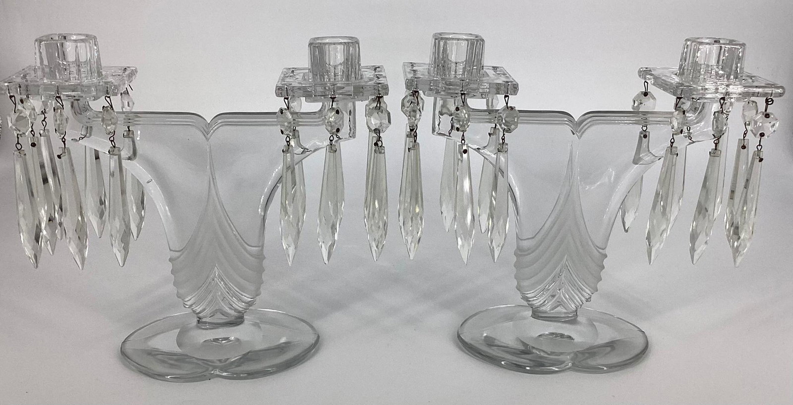 Pair Heisey Stanhope Two-Light Candelabras: Pair Heisey Stanhope Two-Light Candelabras #1483