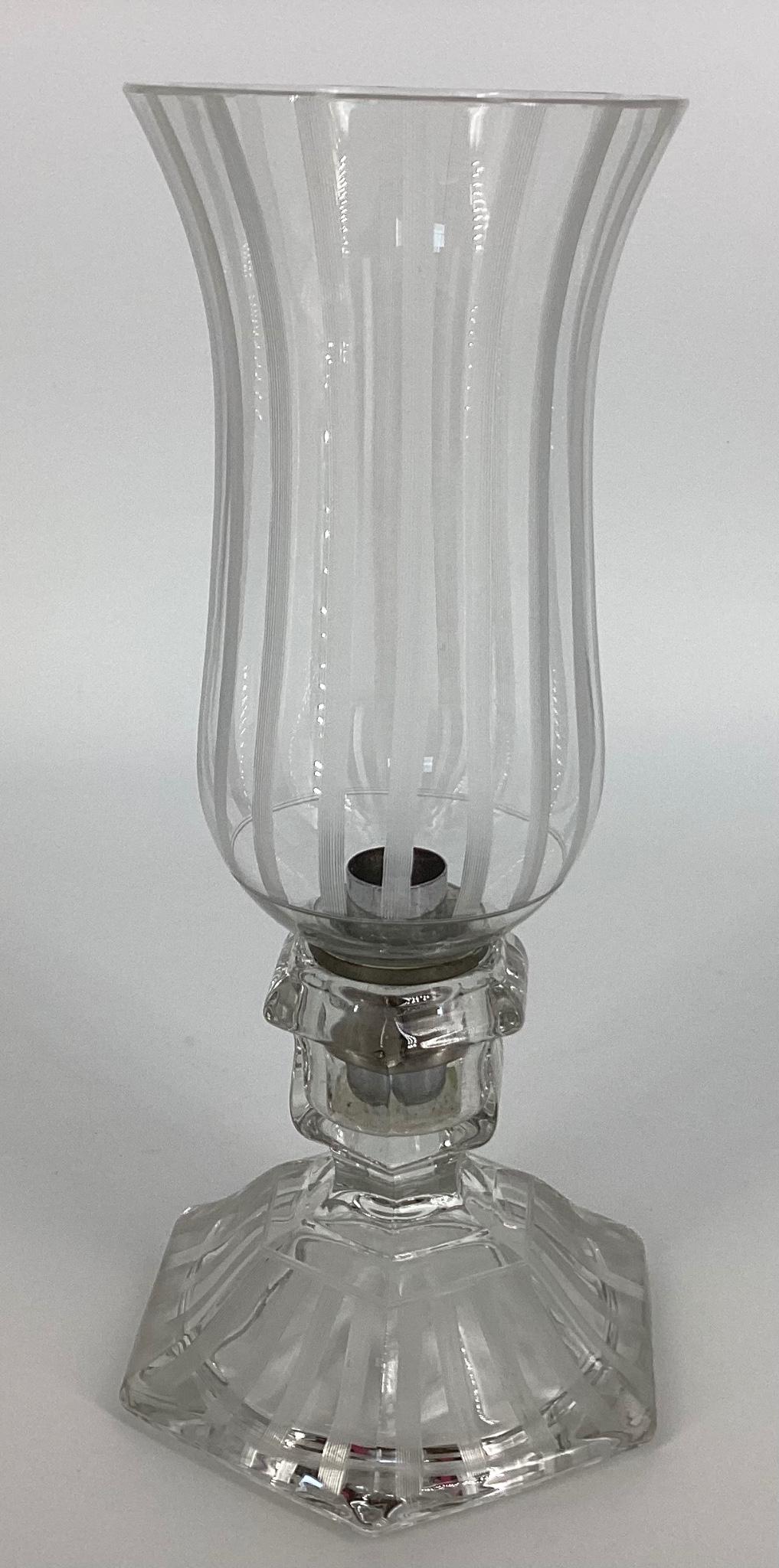 Heisey Old Williamsburg Short Base One-Light: Heisey Old Williamsburg Short Base One-Light #301. 9î Shade with stripe cutting on base and shade.