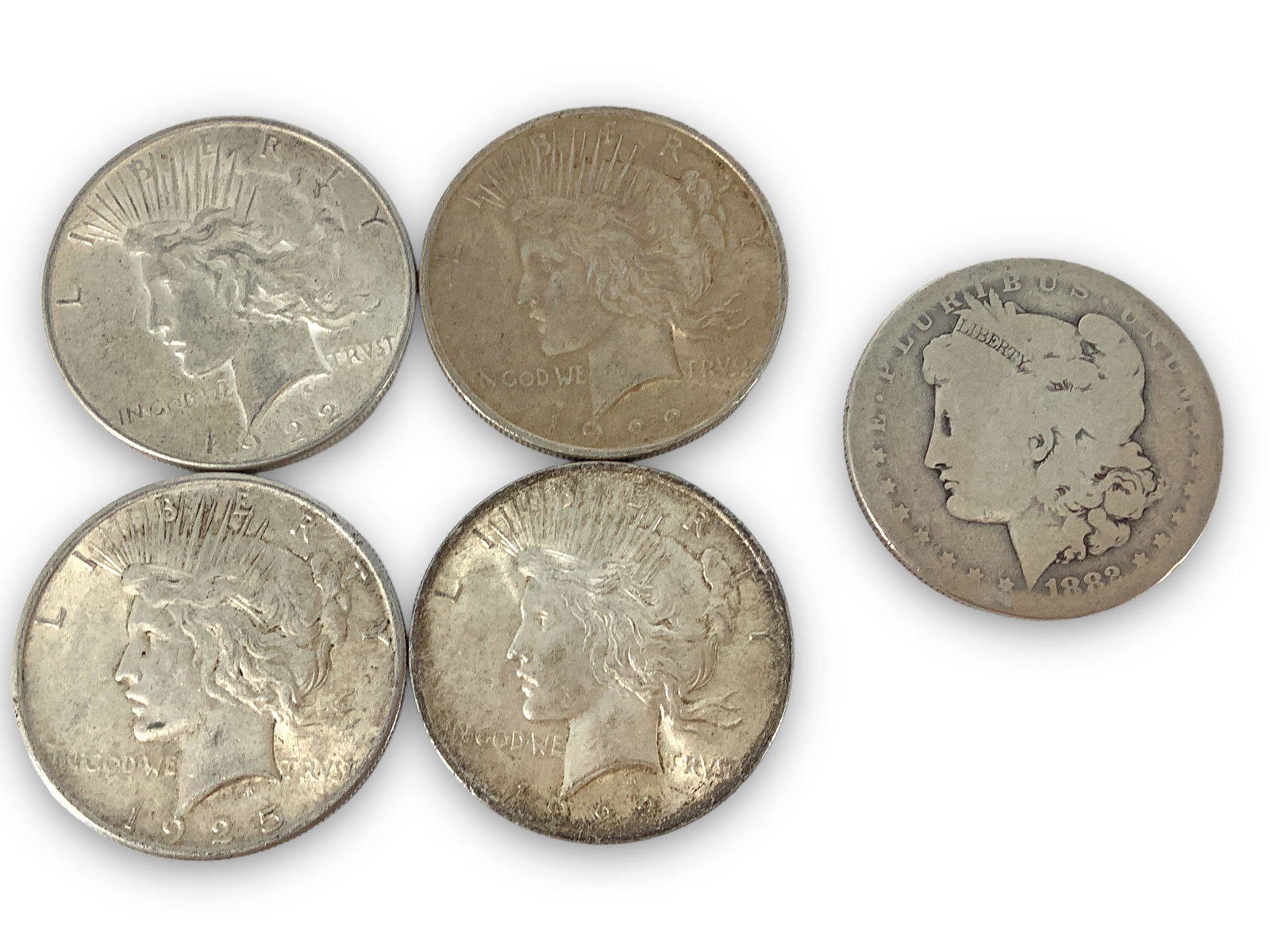 5 U.S. Silver Dollar Coins (1 of 4)