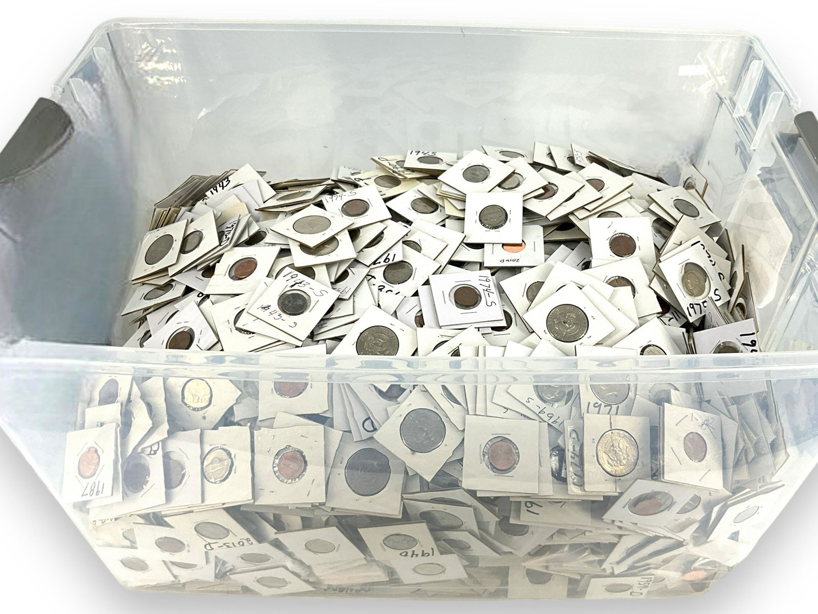 Hundreds of U.S. Coins in Cardboard Sleeves (1 of 10)