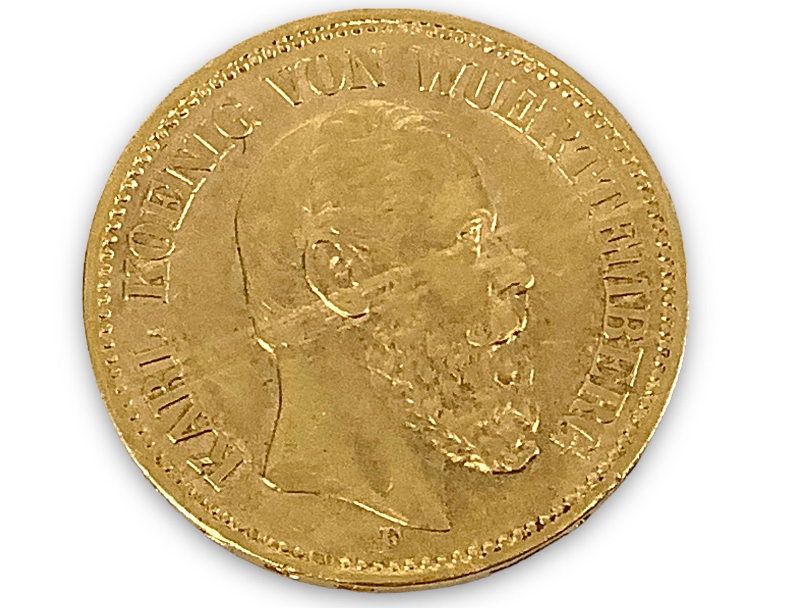 1874-F German States - Wurttemberg 20 Mark Foreign Gold Coin (1 of 4)