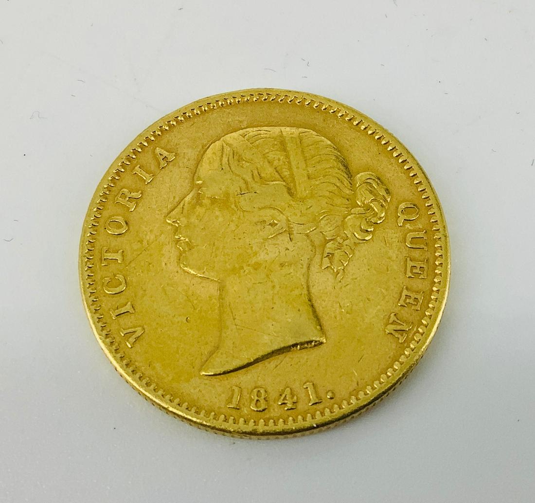 Very Rare India - British One Mohur 1841-B Foreign Gold Coin (1 of 2)