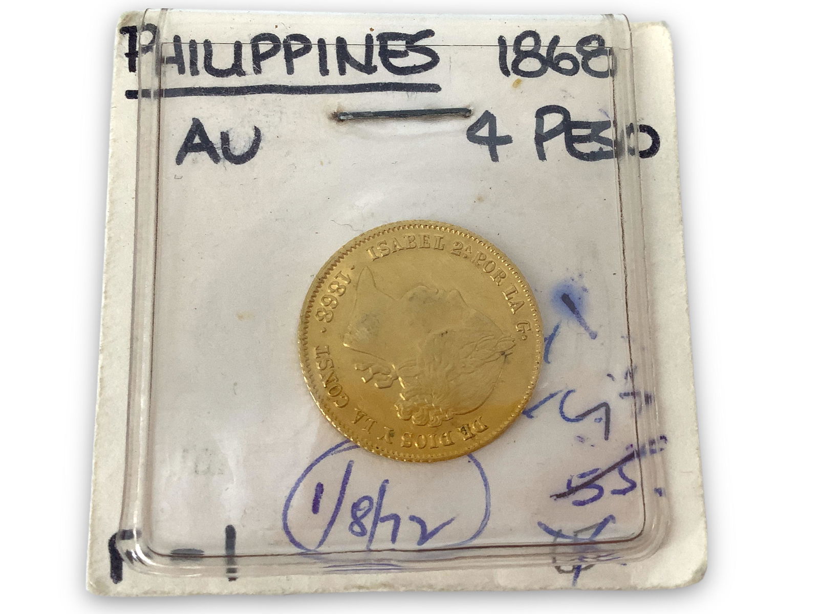 Spanish Philippines (Colonial) 1868 4 Pesos Foreign Gold Coin (1 of 4)