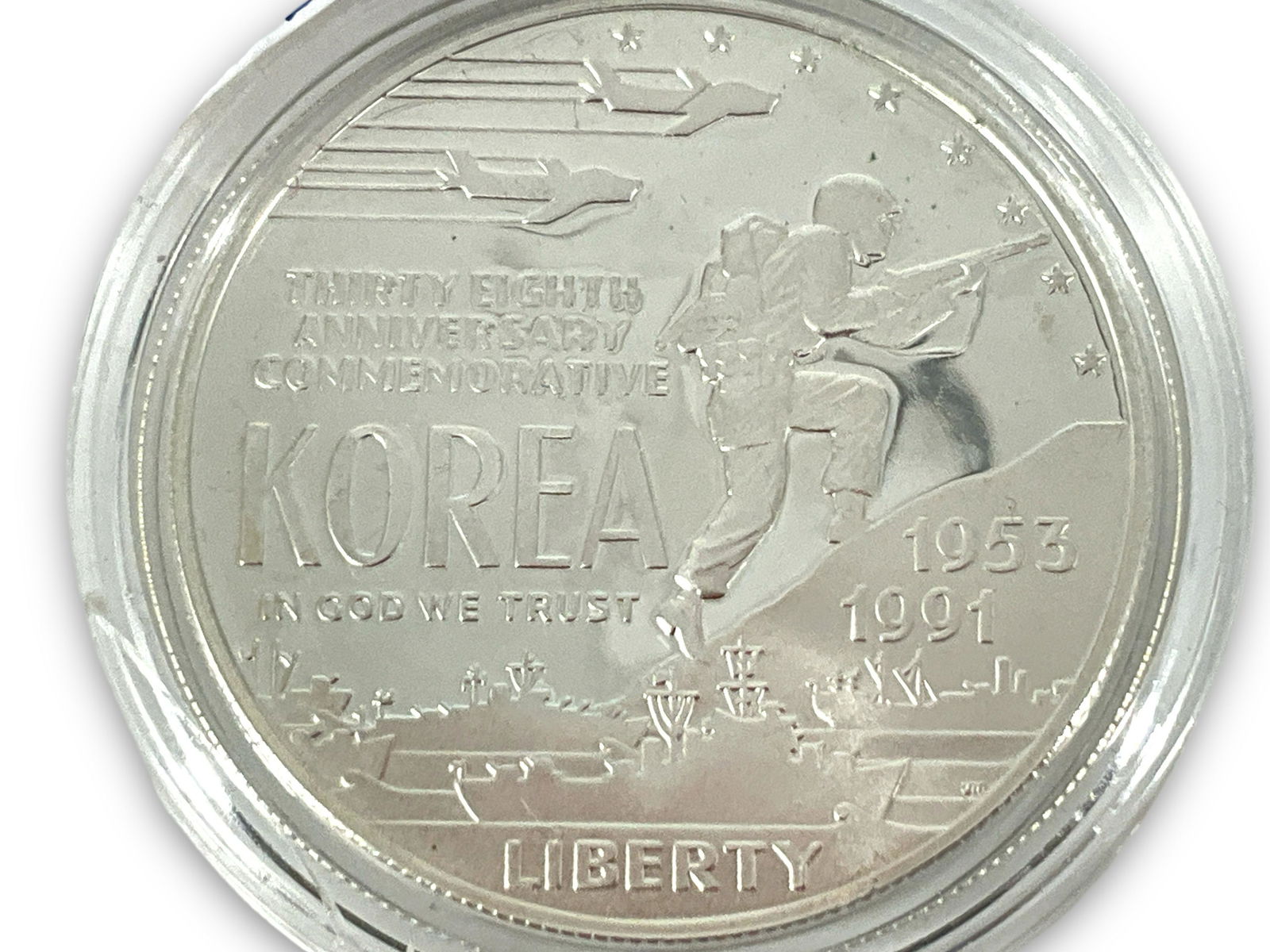 1991-P U.S. Korean War Commemorative Silver Dollar Coin (1 of 2)