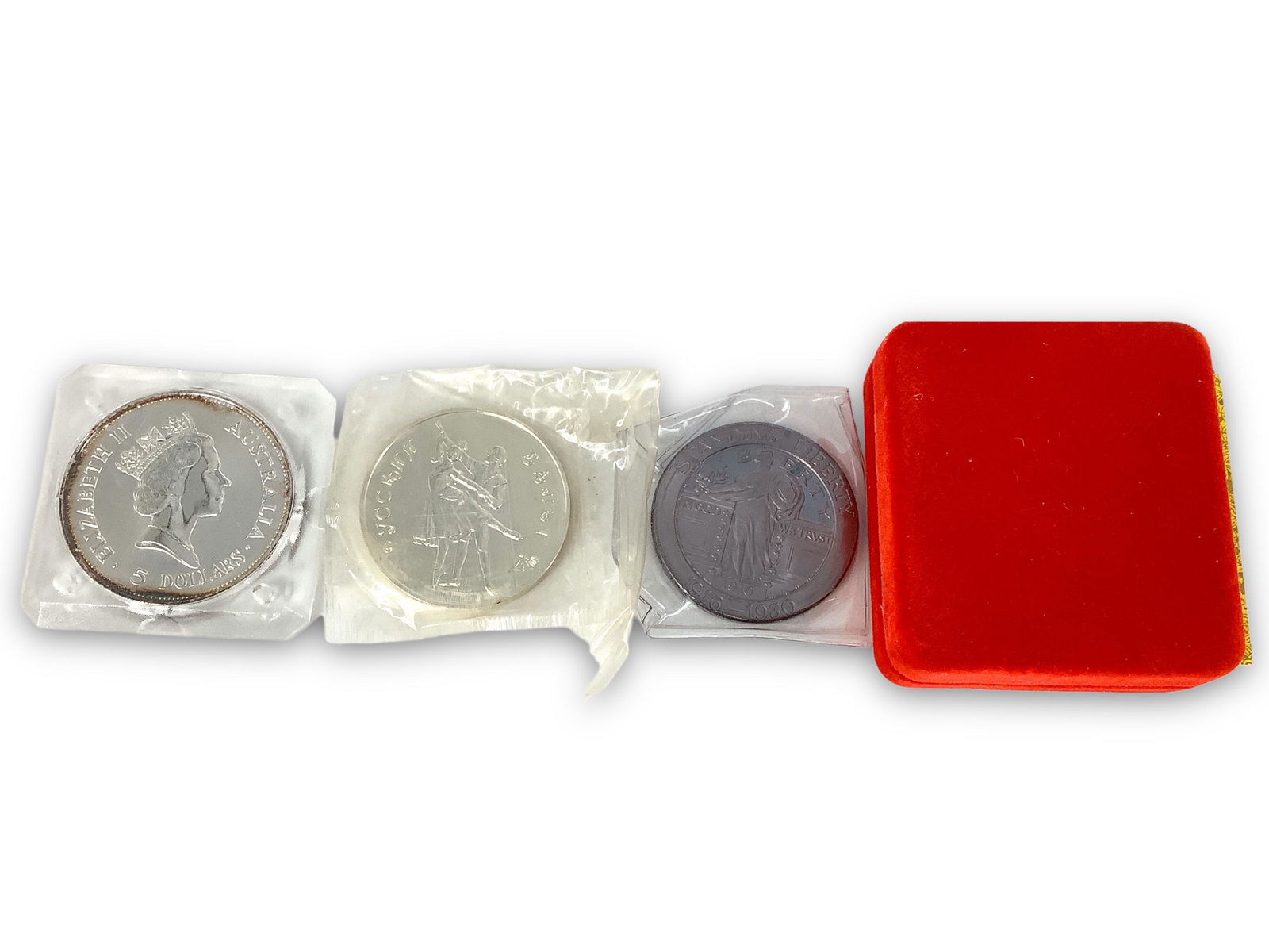 Three Silver Coins/Rounds + Boxed Chinese Gold/Silver Two-Coin Set (1 of 9)