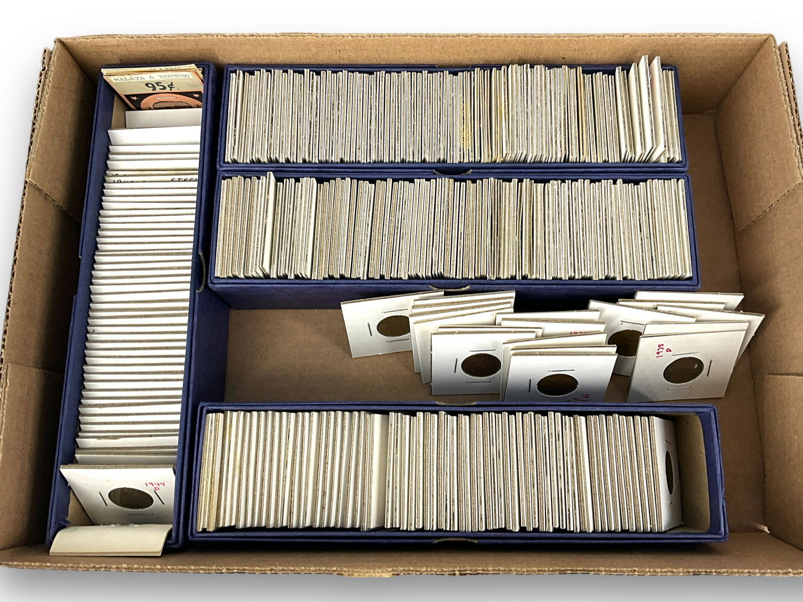 Four Blue Boxes of Coins in Sleeves (1 of 8)