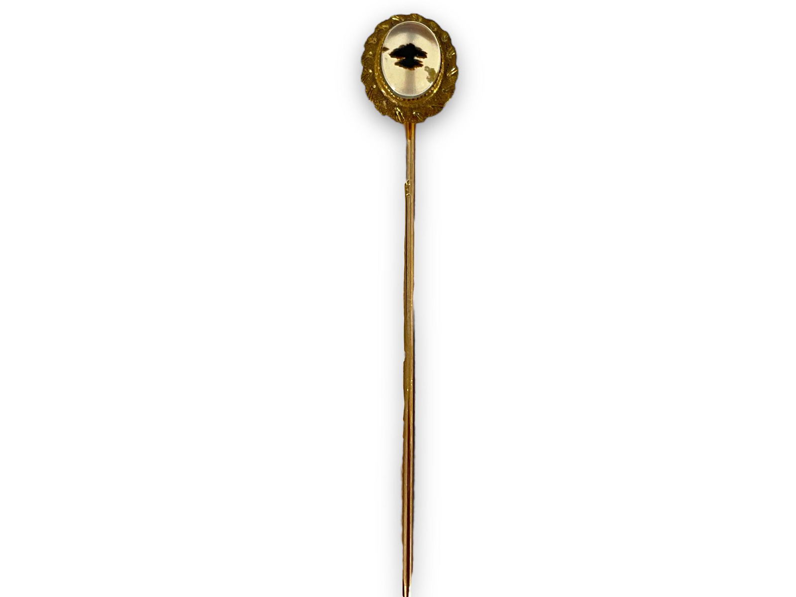 10kt Gold and Moss Agate Stone Stick Pin (1 of 4)