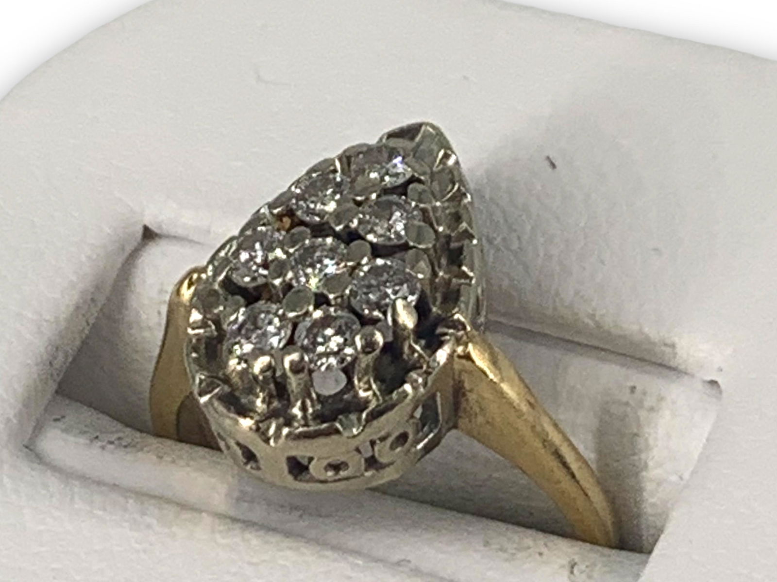 14kt Dual Tone Diamond Cluster Ring (1 of 6)
