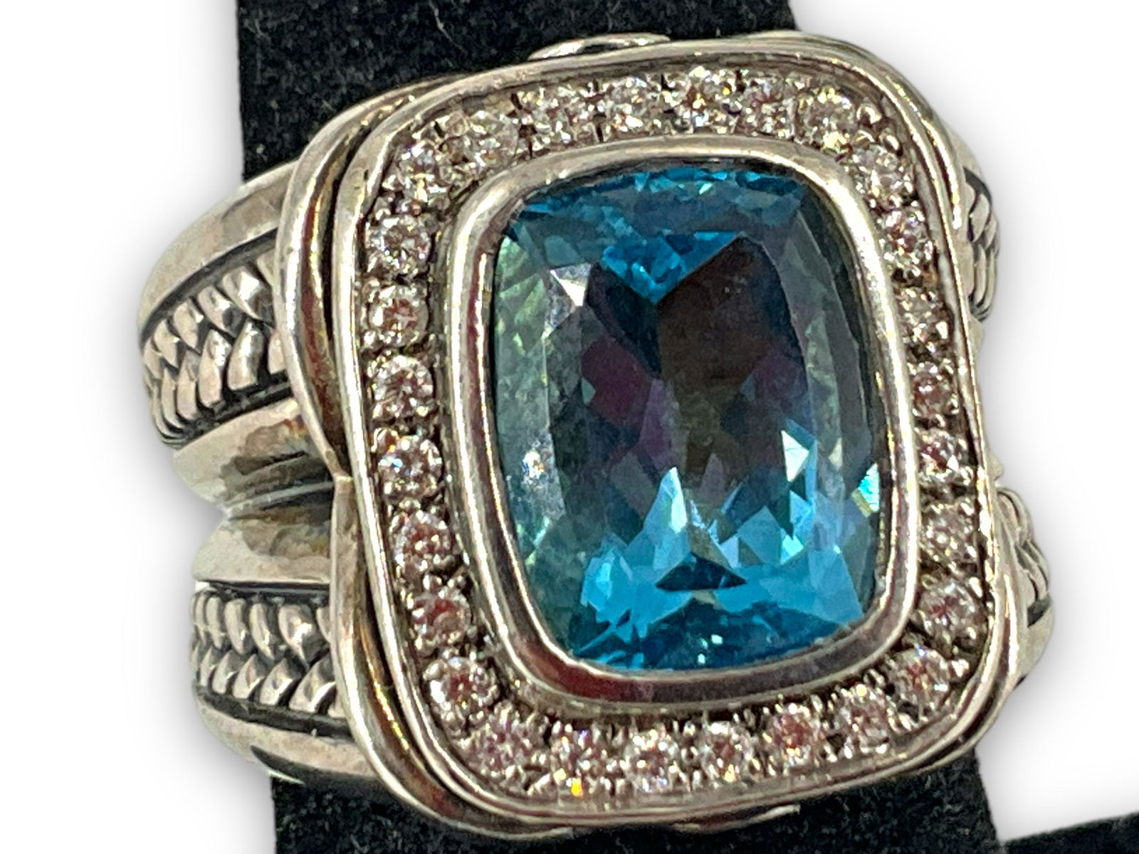 Scott Kay Sterling, Topaz and Diamonds Ring (1 of 5)