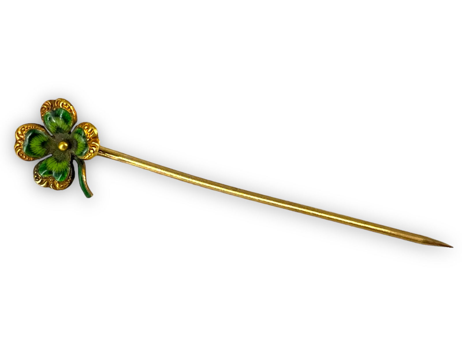 Victorian 14kt Gold Clover Stick Pin (1 of 2)