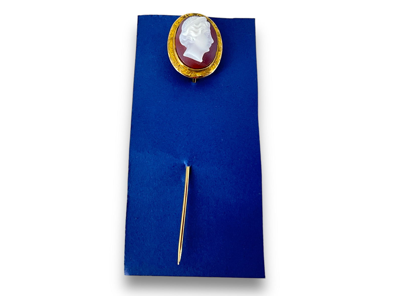 Antique 10kt Gold Cameo Topped Stick Pin (1 of 4)