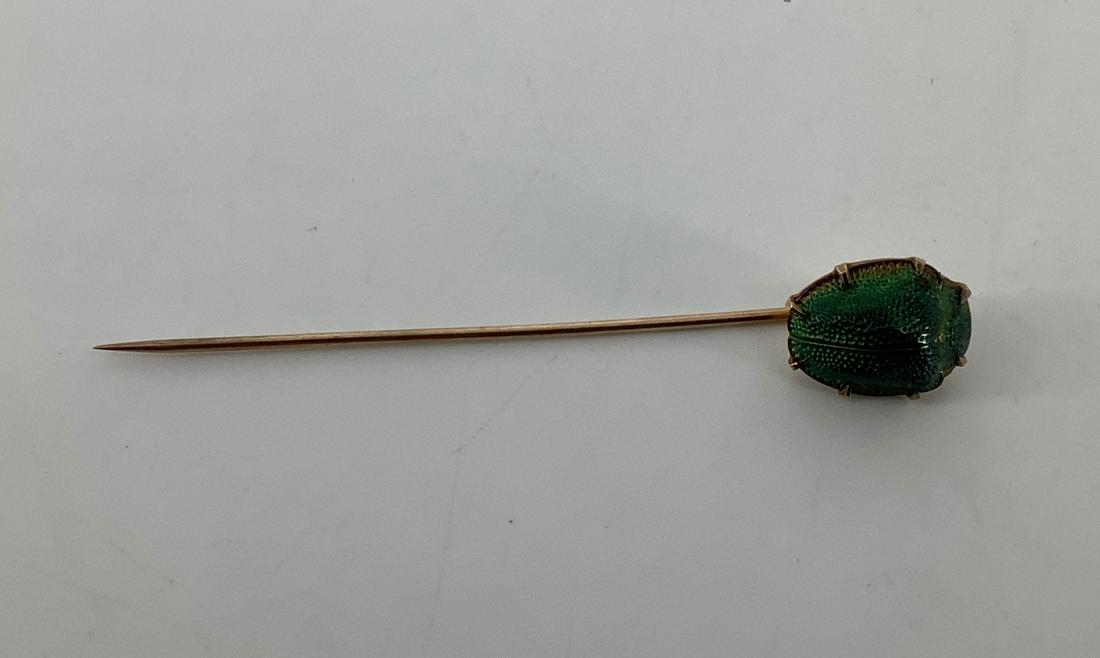 Unique Antique Stick Pin With Green Beetle (1 of 3)