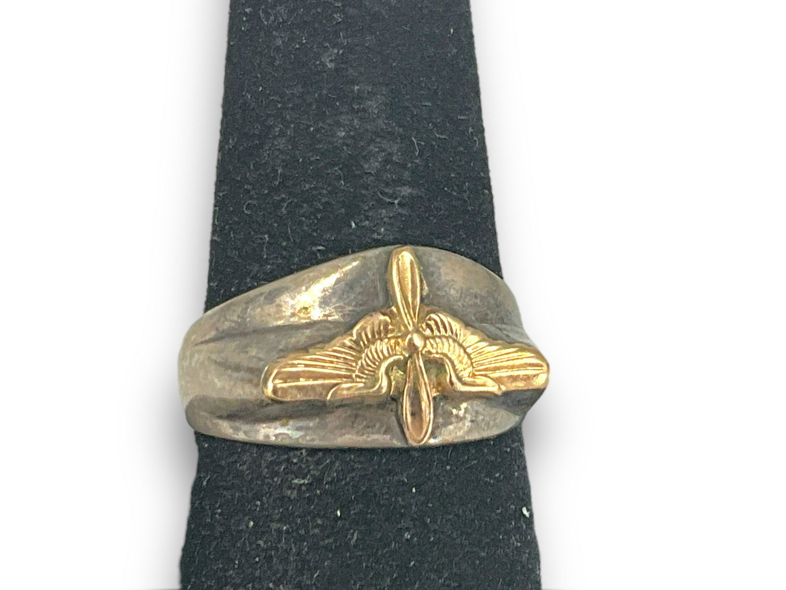 Dual Tone Sterling Silver Aviation Ring (1 of 4)