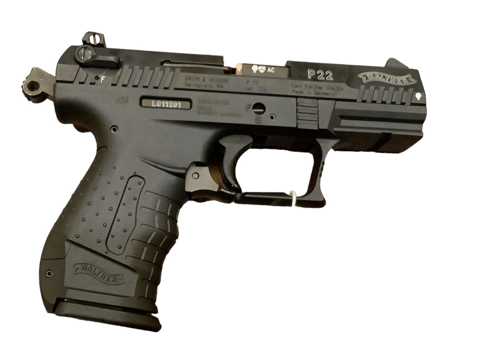 Walther (Smith & Wesson) Model P22 .22 Caliber Semi-auto Pistol SN: L011291: Walther (Smith & Wesson) Model P22 .22 Caliber Semi-auto Pistol SN: L011291 including 2 magazines and hard case. Be aware of additional charges as shipping restrictions require all handguns to ship vi