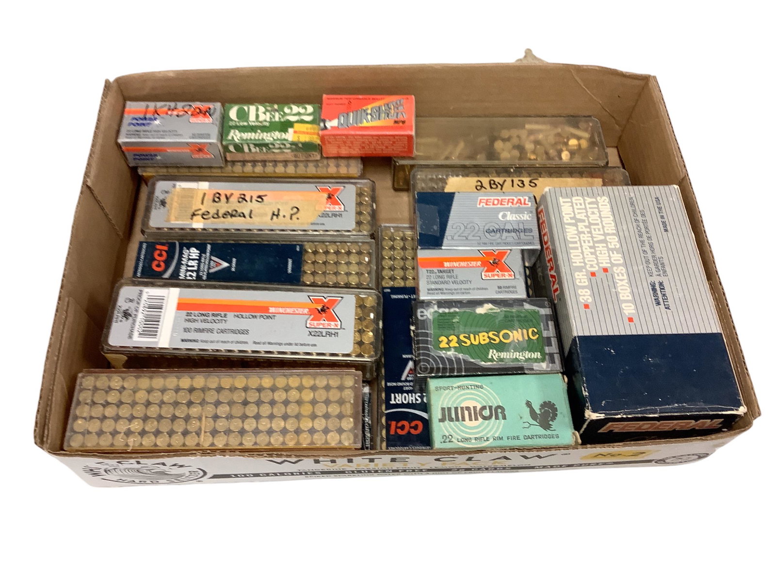 Ammo: Ammo Including Winchester 22 long rifle. (1850) .22 caliber Restrictions for shipping ammo vary by state. Only bid on this lot if it is legal to ship to your state. Some states prohibit shipping of am