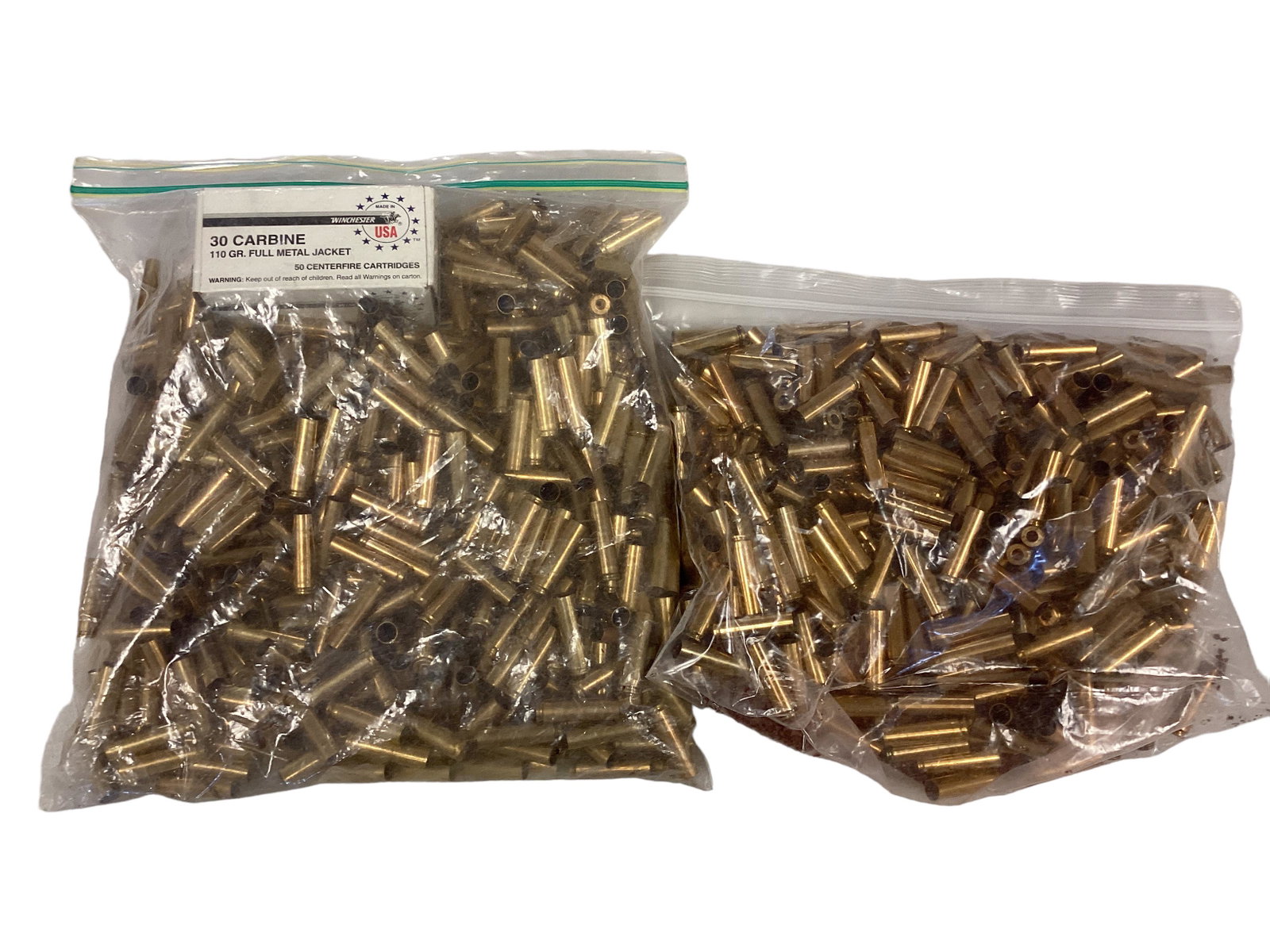 Box Lot of 30 Carbine Brass Cartridges: Box Lot of 30 Carbine Brass Cartridges Restrictions for shipping ammo vary by state. Only bid on this lot if it is legal to ship to your state. Some states prohibit shipping of ammunition.