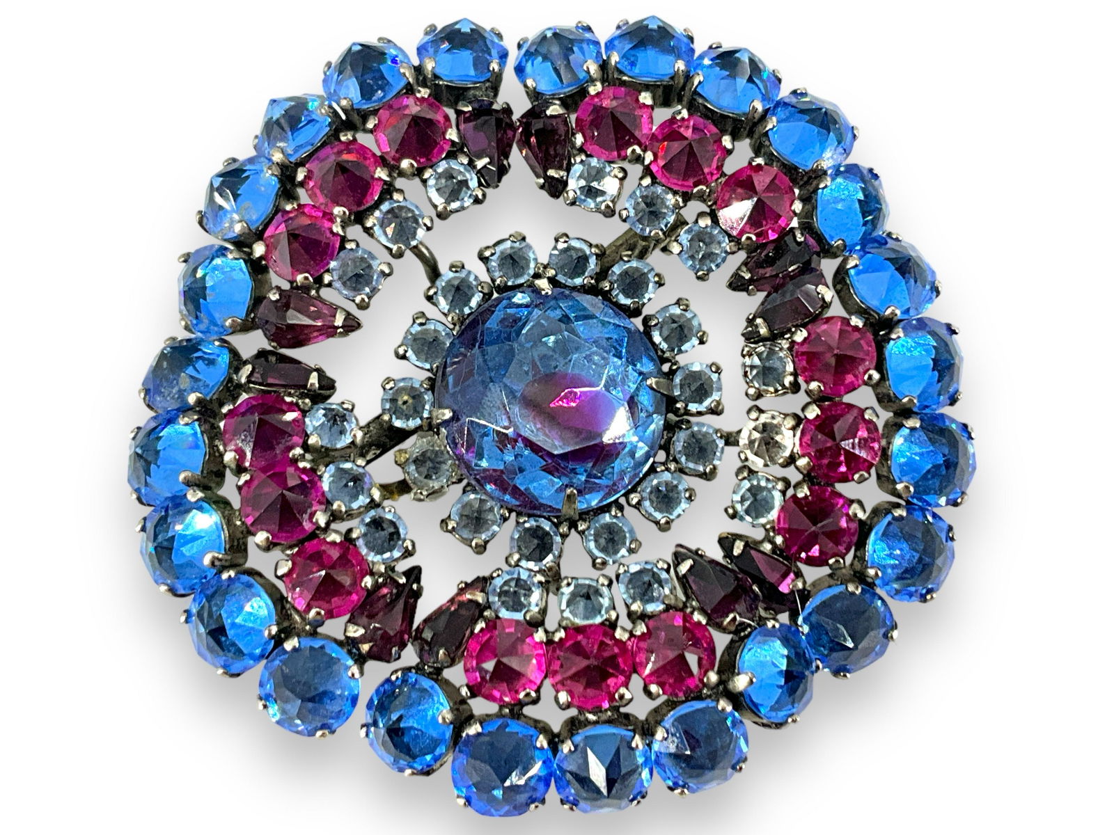 ìSchreiner New Yorkî Vintage Designer Brooch in Fuchsia and Blue (1 of 3)