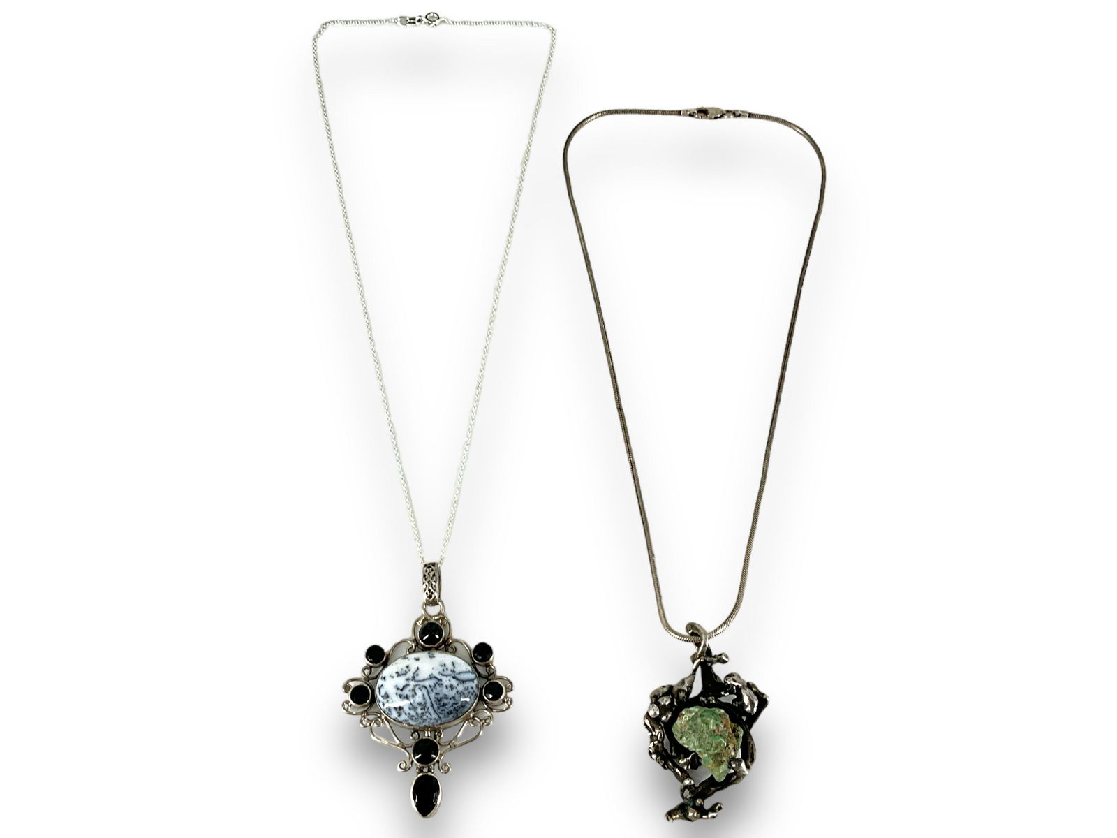 Brutalist Stone Necklace and Moss Agate & Onyx Necklace (1 of 4)