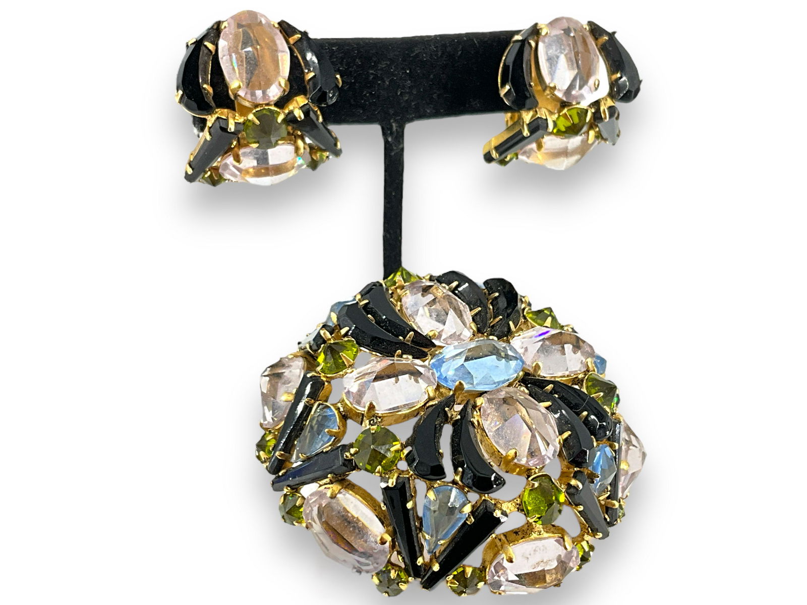 Striking Convex Brooch and Matching Earrings by Schreiner (1 of 4)
