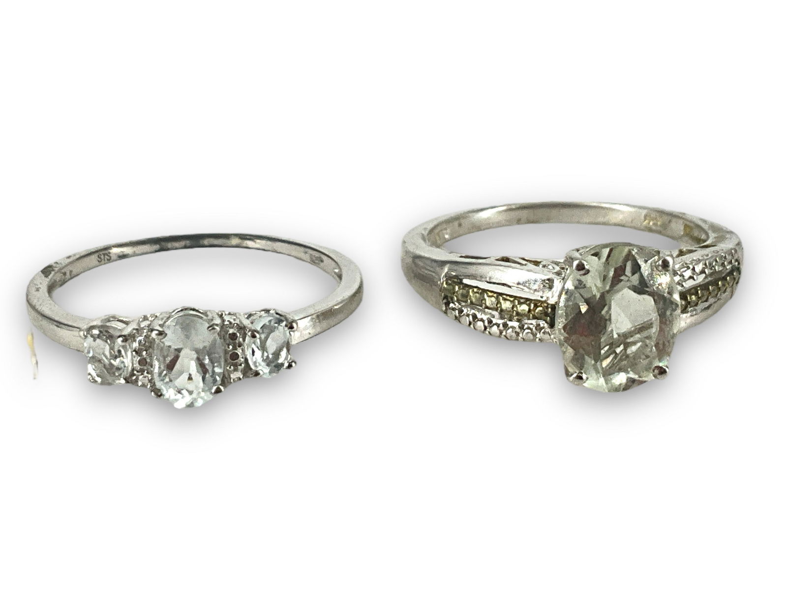 Two Silver & Light Blue Stone Rings (1 of 6)