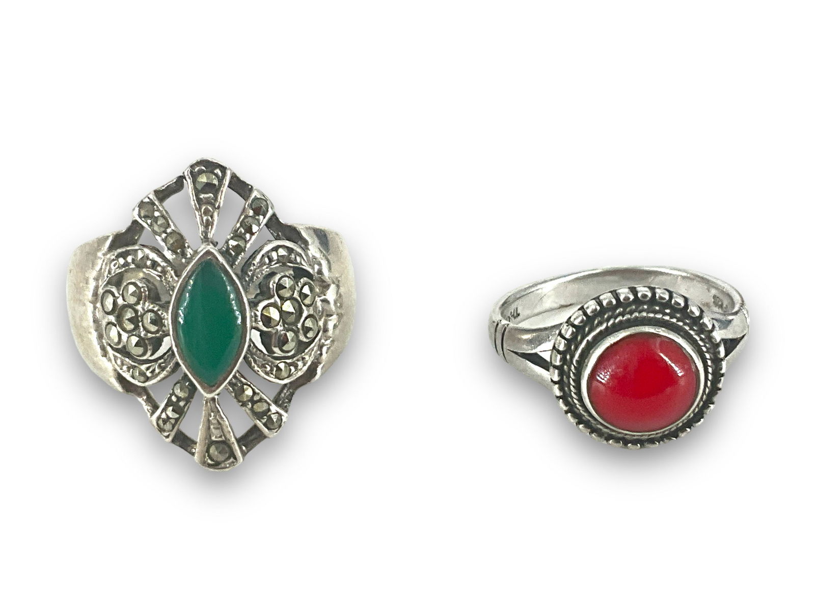 Two Silver Rings in Red and Green (1 of 6)